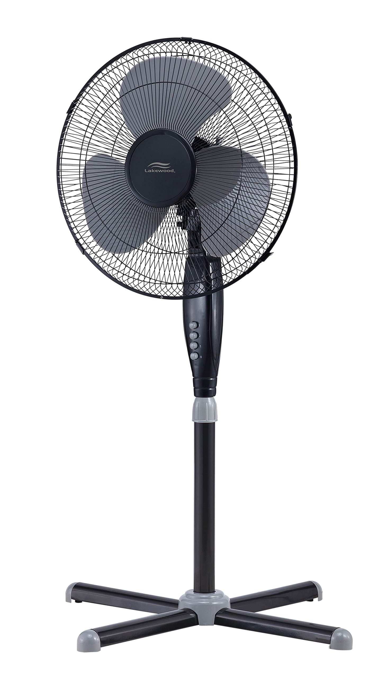 Lakewood LSF1610C-BM Black Oscillating Stand Fan with X-Base, 16-Inch