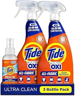 Tide Laundry Stain Remover Spray with Oxi | Stain Remover for Clothes, Carpet, Upholstery, Pet Bedding | Stain Treater Spray for Tough Stains from Wine, Coffee, Grease | 22 Fl Oz (Pack of 2) & 3 Fl Oz
