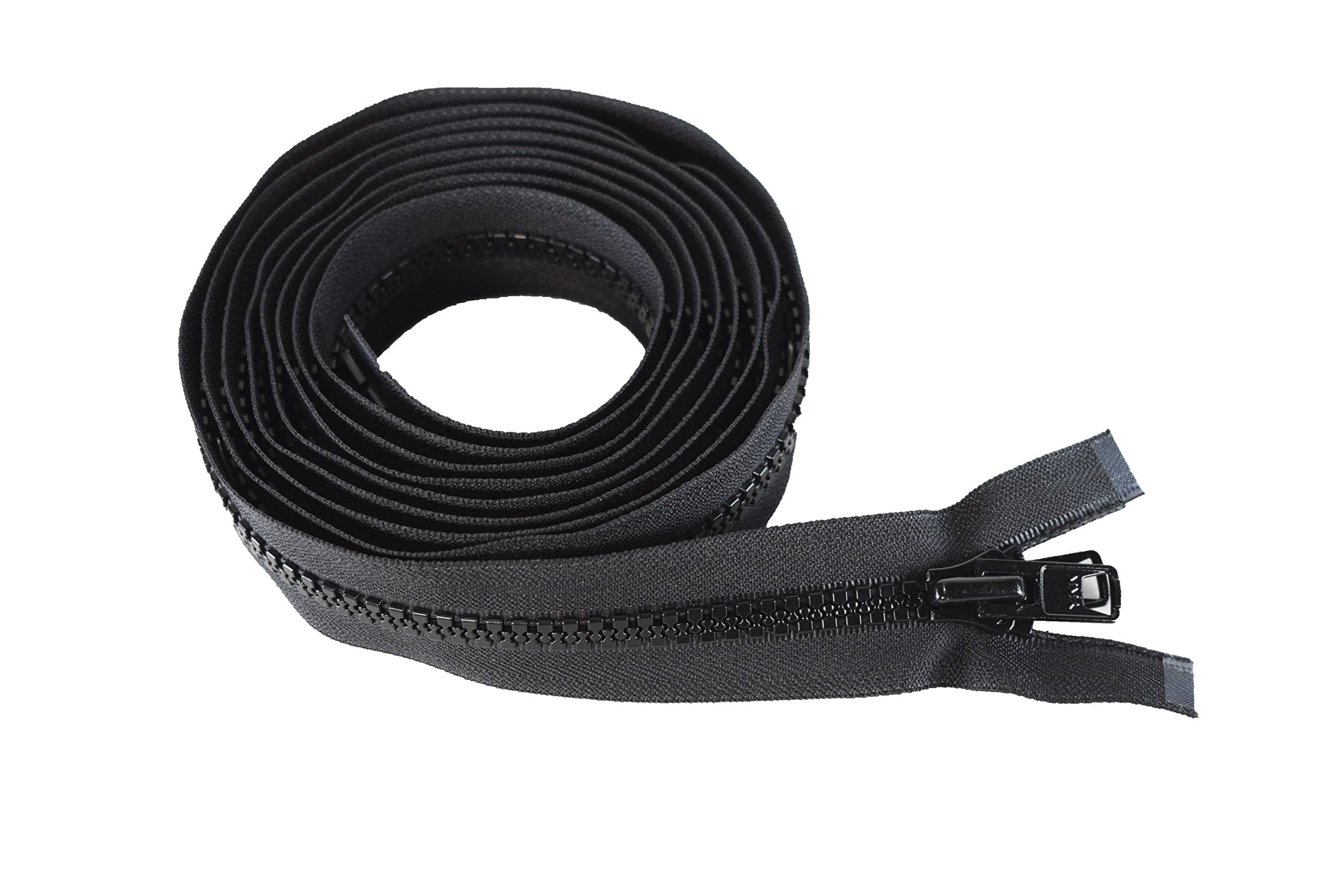 108" Vislon Zipper - YKK #10 Molded Extra-Heavy Separating - Metal Pull - 580 Black (1 Zipper/Pack)