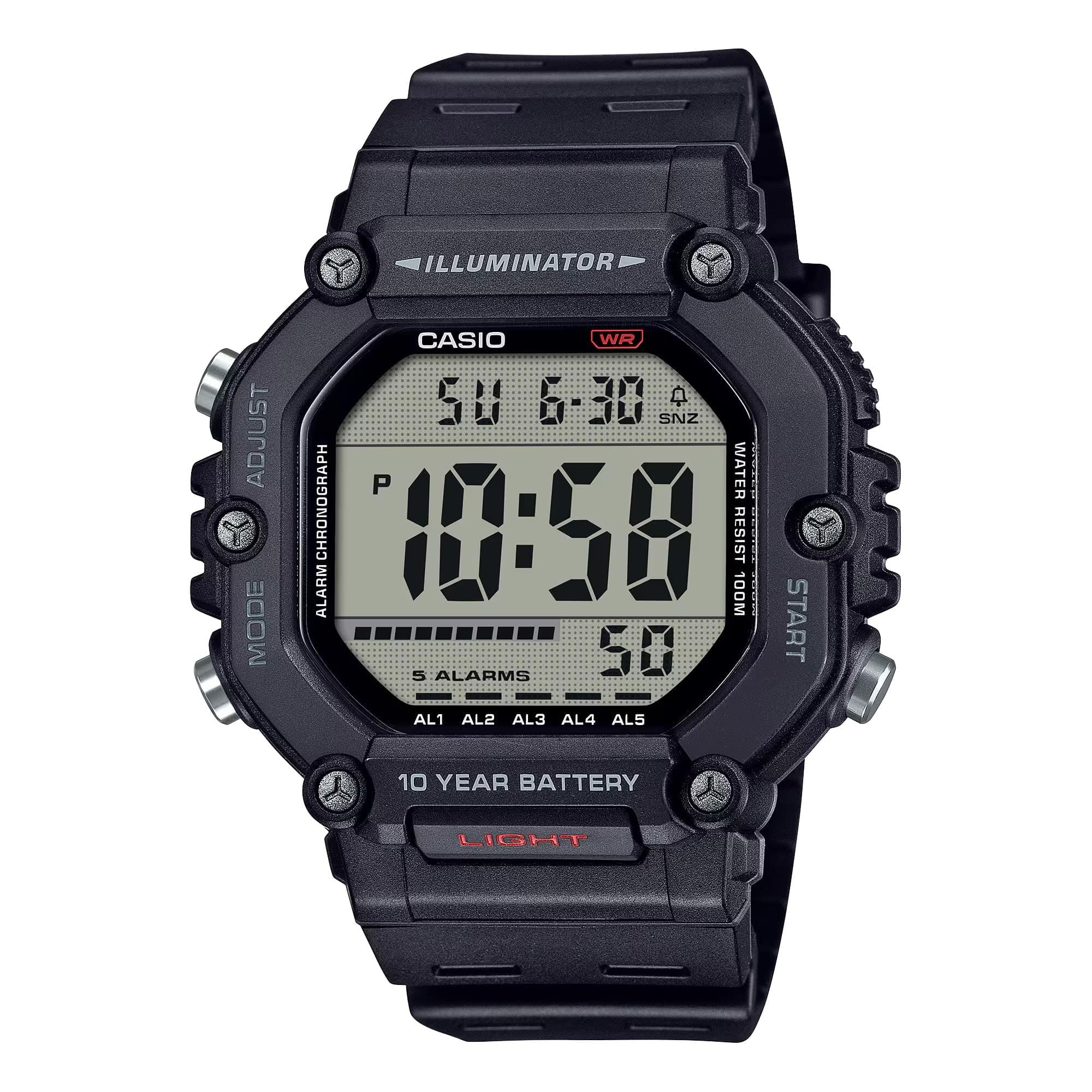 AE-1600H Series | Black | 10-Year Battery | LED Illuminator | Digital Watch