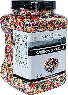 Rainbow sprinkles by Medley Hills farm in Reusable Container 2.2 Lbs. - Great bulk rainbow sprinkles for cake decorating - Kosher sprinkles for cookie decorating - brownies and ice cream toppings