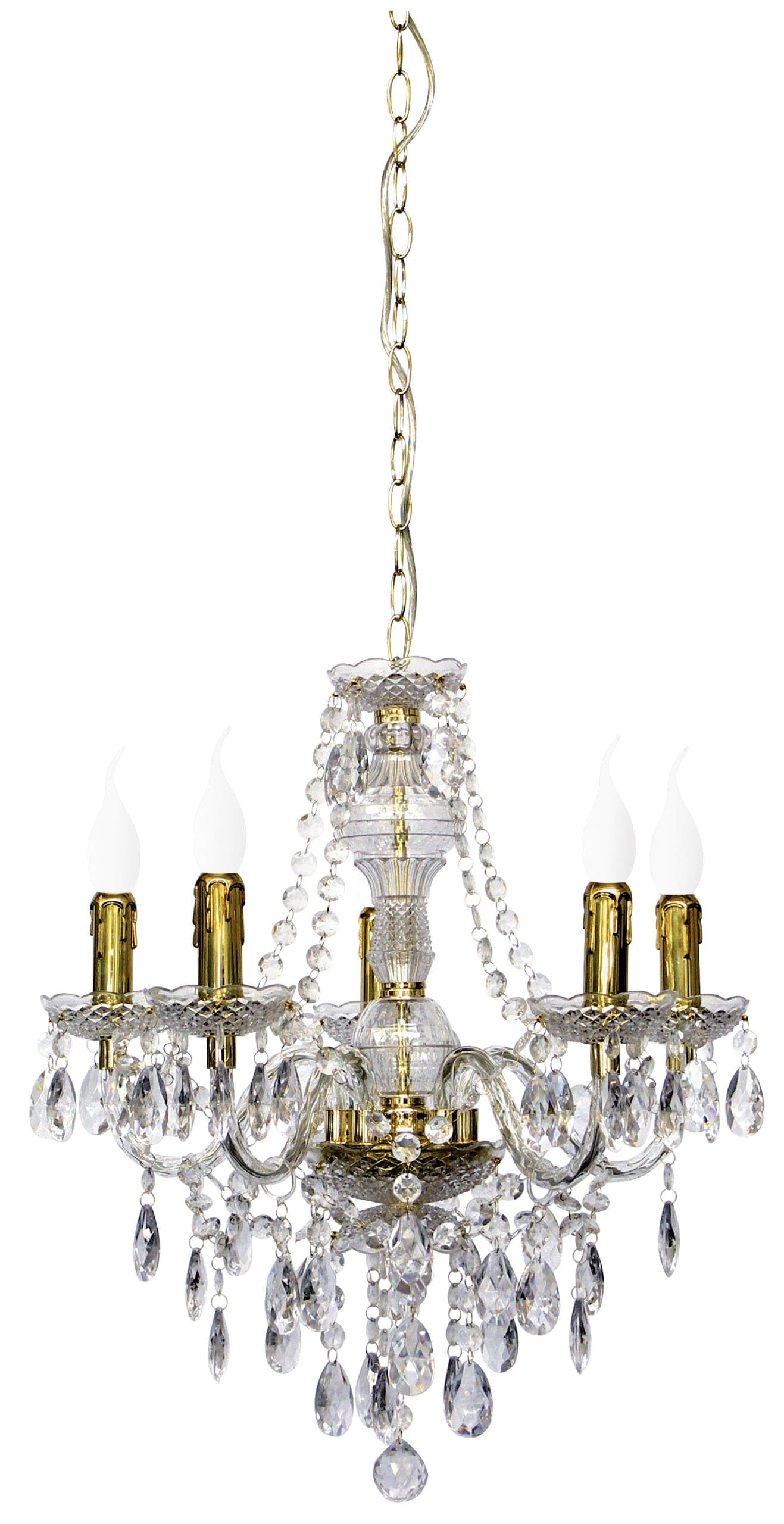 Trio Lighting R1107-03 Luster 5-Light Chandelier, Glass, Gold, E14, 40 W