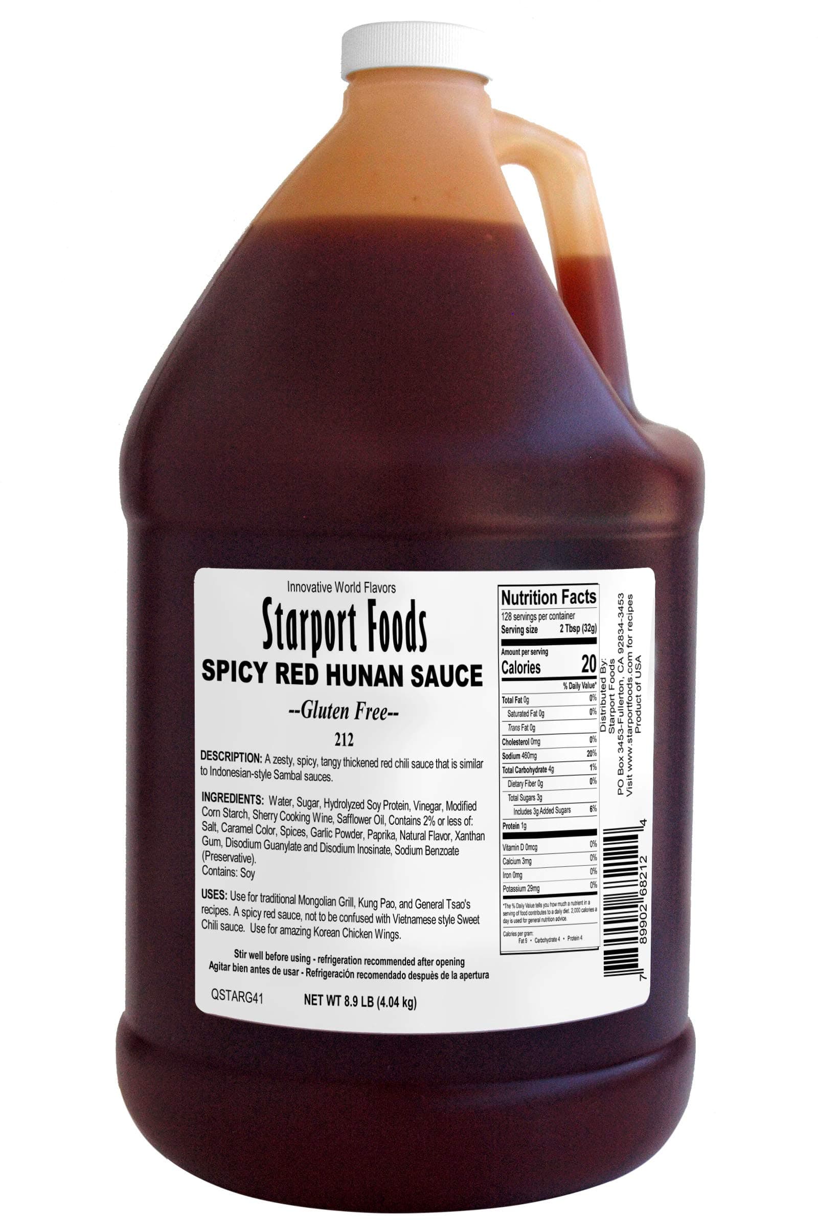 Starport Foods Spicy Red Hunan Sauce - Gluten Free, Vegetarian,1 gallon, NET WT 8.9LB, (142 OZ)