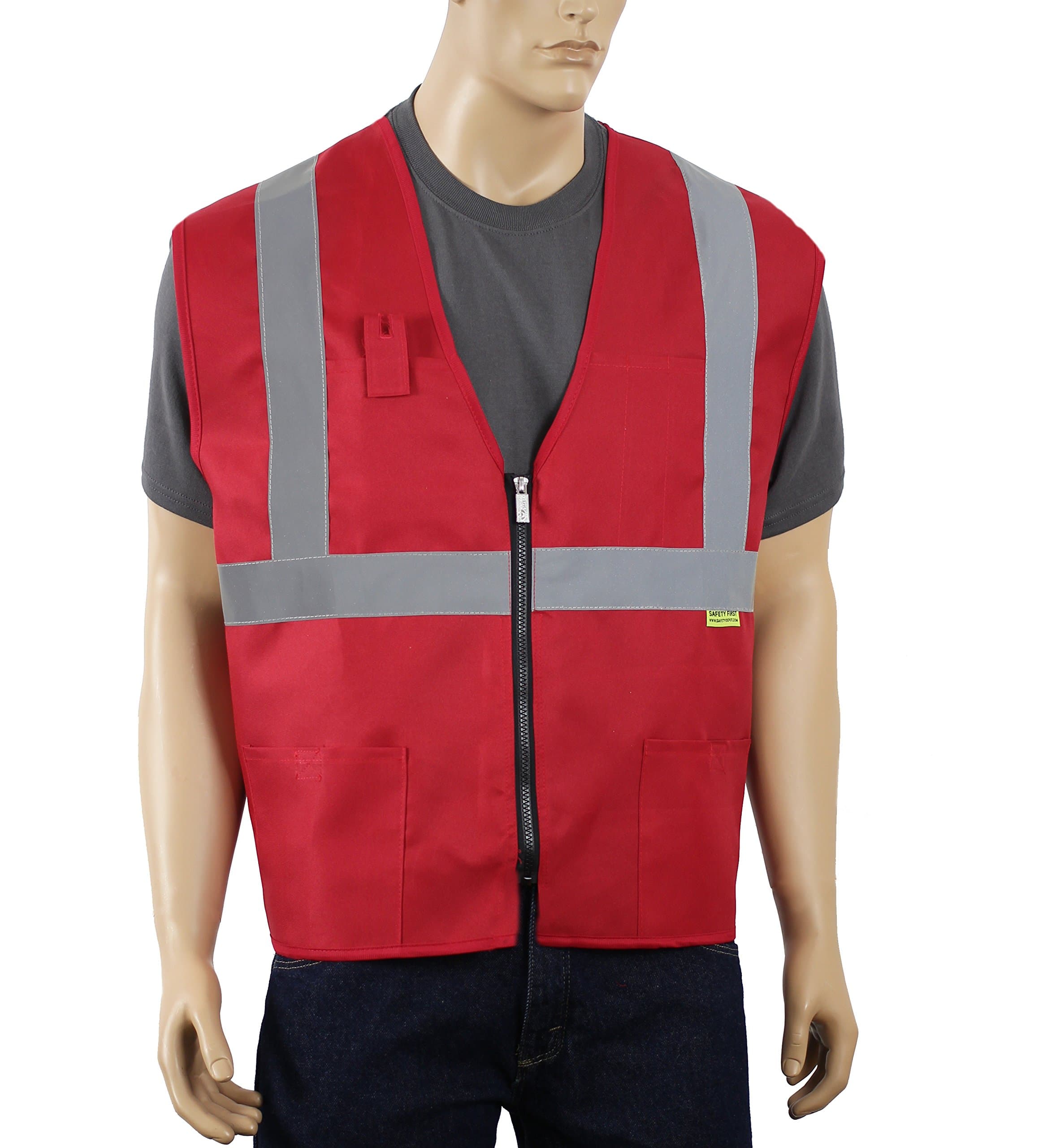 Non Ansi Safety Vest Zipper with Pockets High Visibility Reflective Tape A520 Multiple Colors