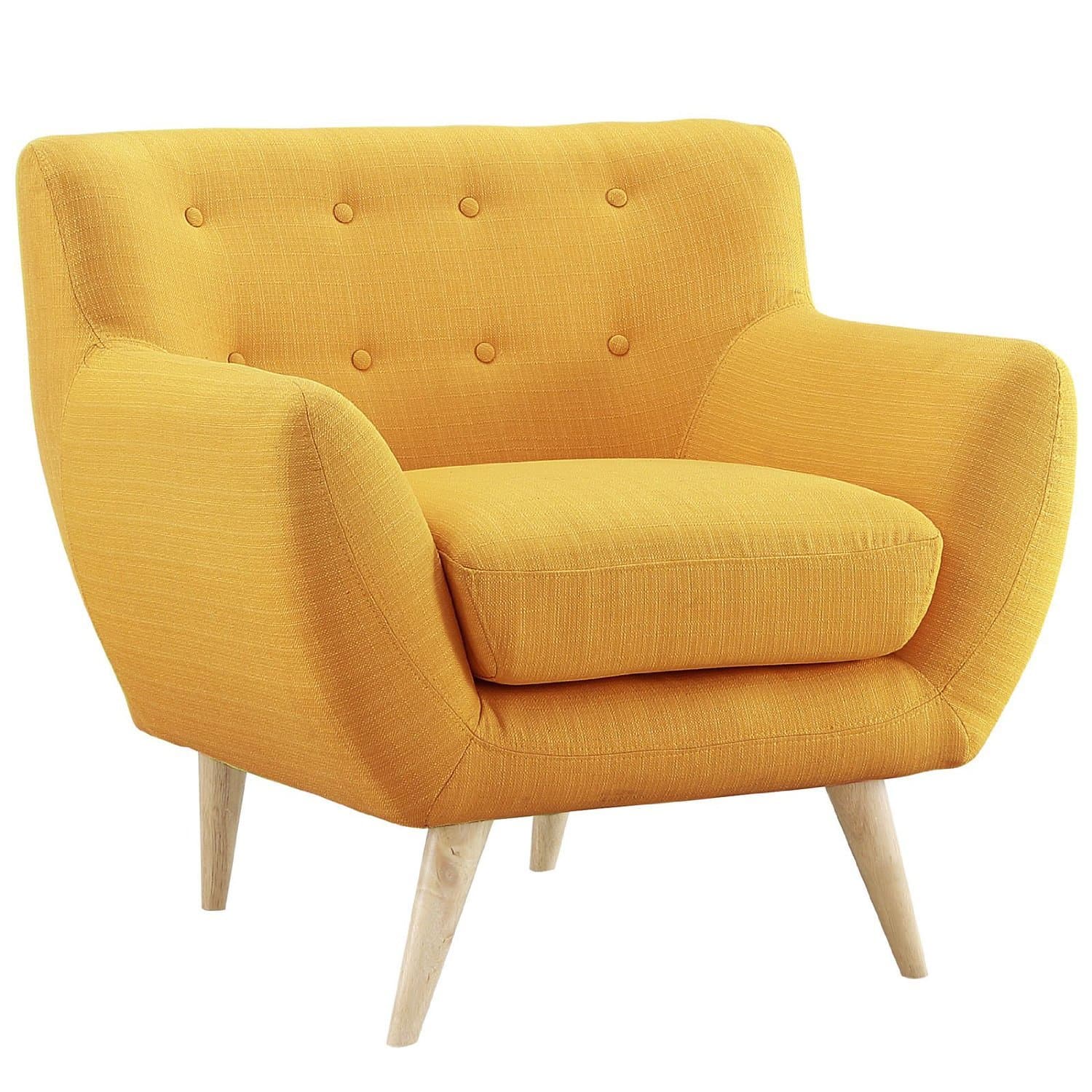 Mid Century Modern Tufted Button Living Room Accent Chair (Yellow)