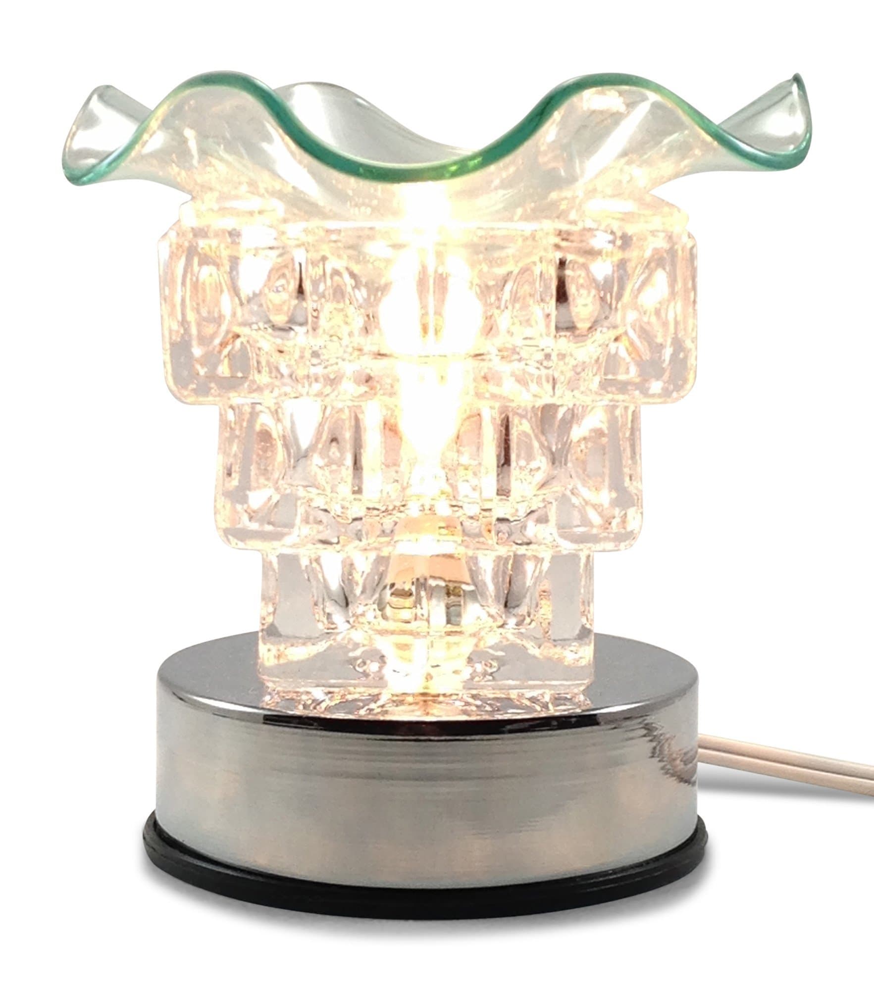 Scentcraft Clear Crystal Glass Waterfall Electric Touch-Controlled Fragrance Lamp with Free Replacement Halogen Bulb