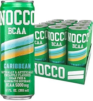 Zero Sugar BCAA Drink, Caribbean- 12 Fl Oz (Pack of 12) - 0mg Caffeine, Sugar Free with Branched Chain Amino Acids, Carbonated & Low Calorie, B Vitamins, Grab & Go Performance Beverage