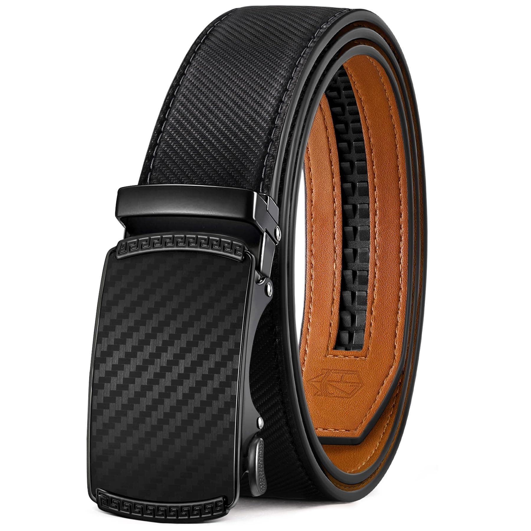 Zitahli Belt Men, Ratchet Belt Dress with 1 3/8'' Premium Leather,Slide Belt with Easier Adjustable Automatic Buckle'