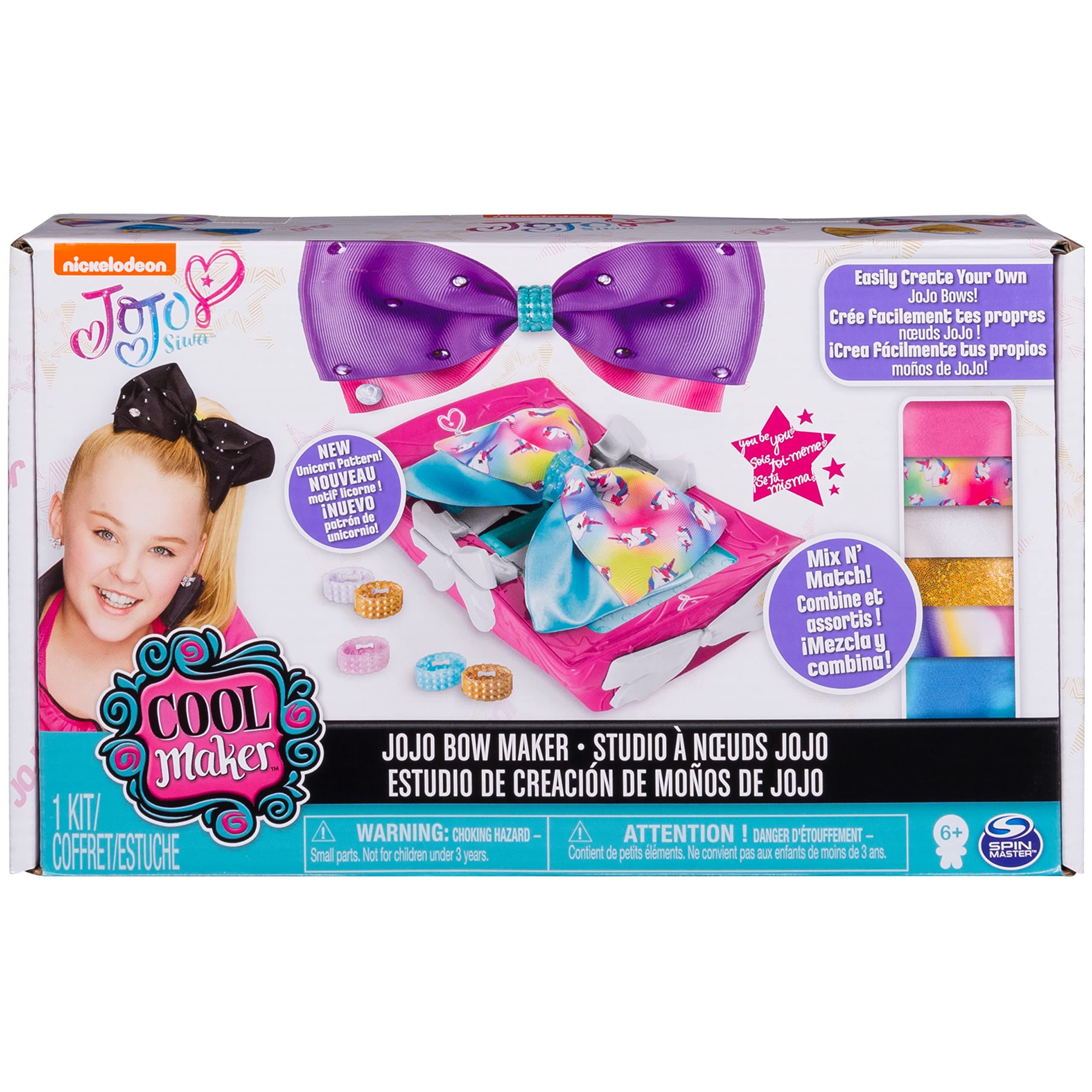 jojo siwa bow maker with rainbow and unicorn patterns, for ages 6 and up- Multi color