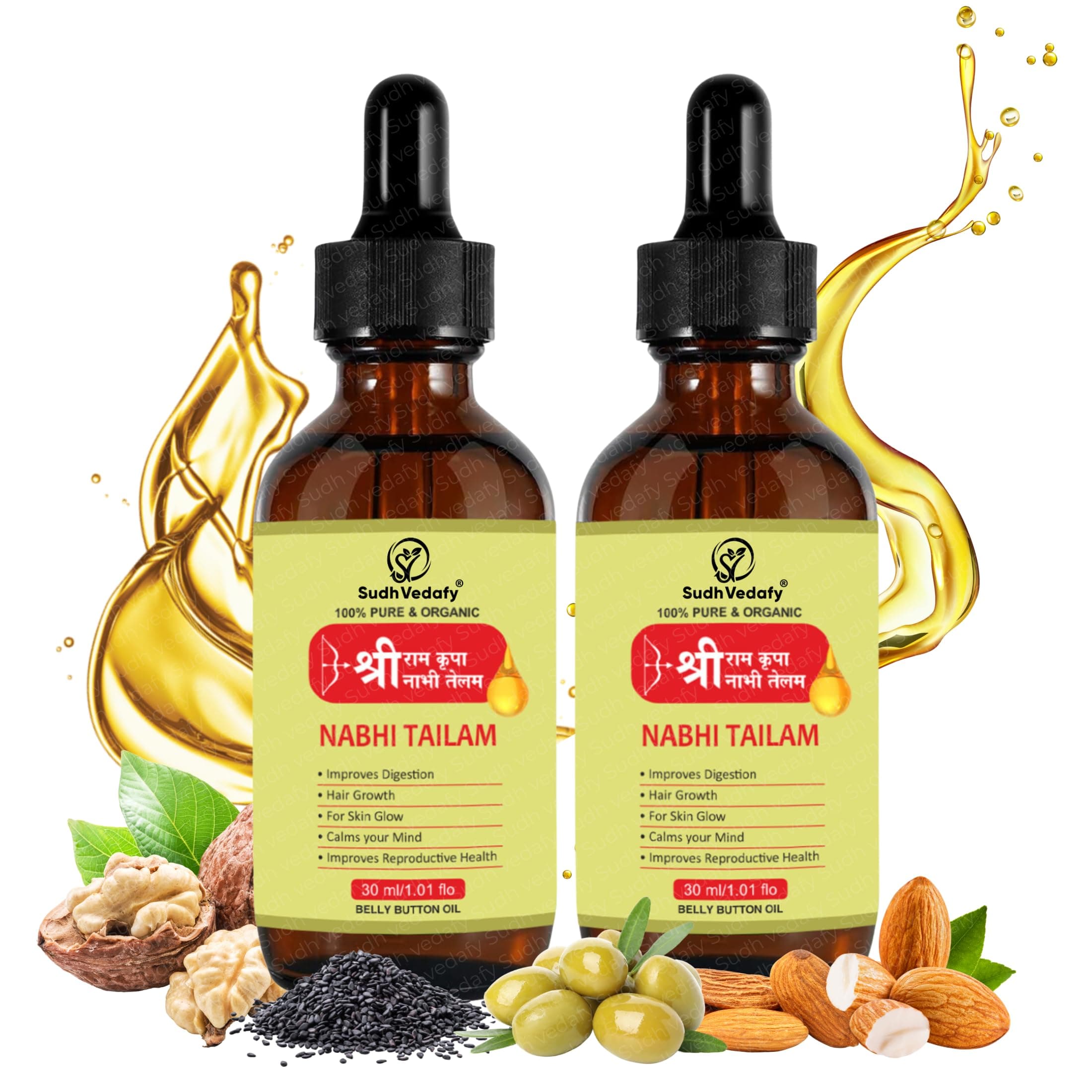 Sri Ram Kirpa Nabhi Tailam 30ml – Ayurvedic Multi Benefit Belly Button Oil for Skin, Hair, Health & Beauty – Nabhi Tel नाभि तेल (Pack of 2)