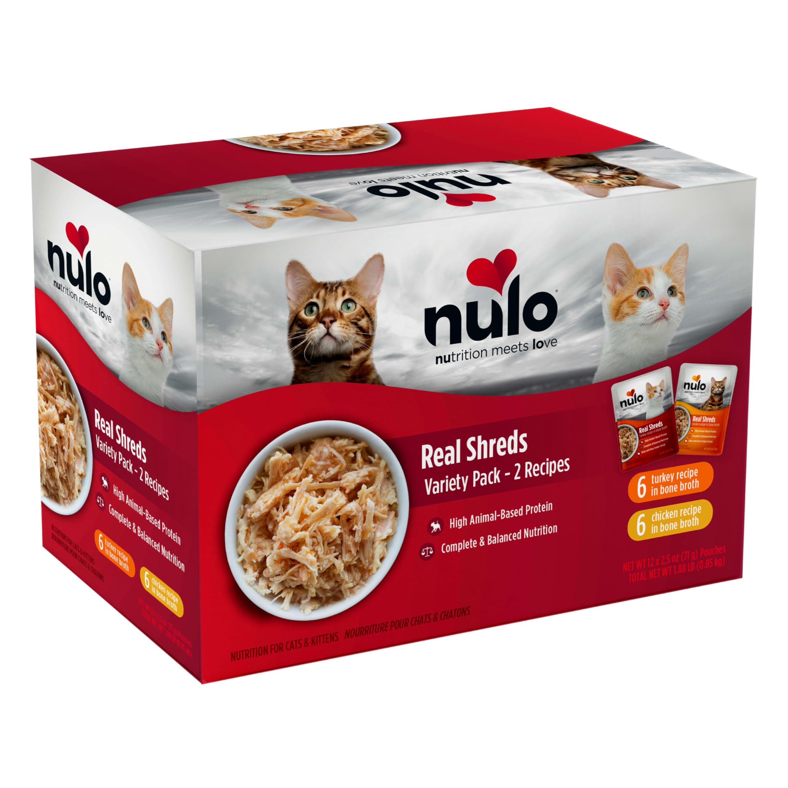 Real Shreds Food Topper Nutrition for Cats & Kittens, Variety Pack, 2.5 Ounce Pouches, 12 Count