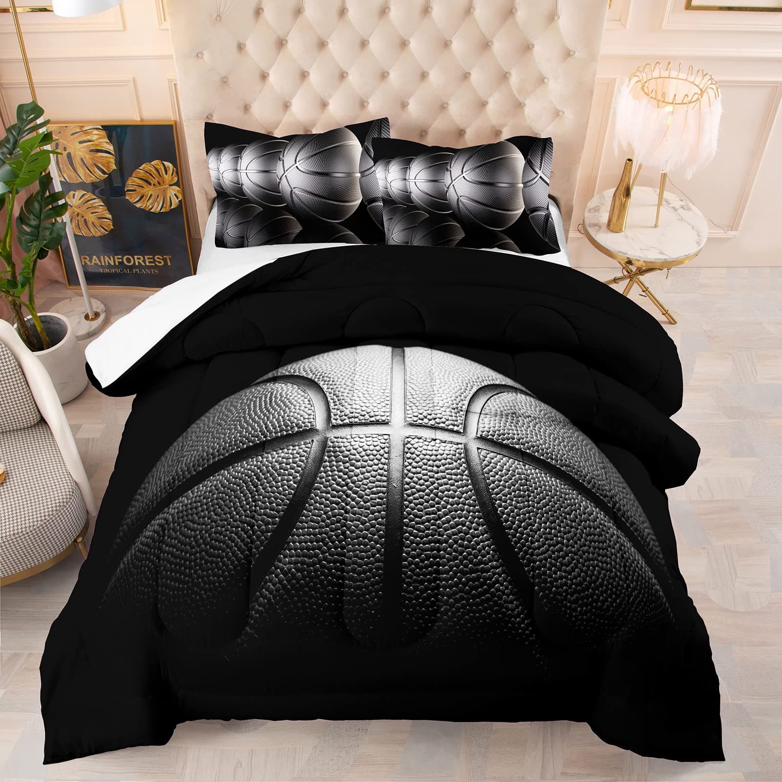 Boys Comforter Set Queen Size Basketball Bedding Sets for Boys Sports Comforter for Kids with 2 Pillowcases……