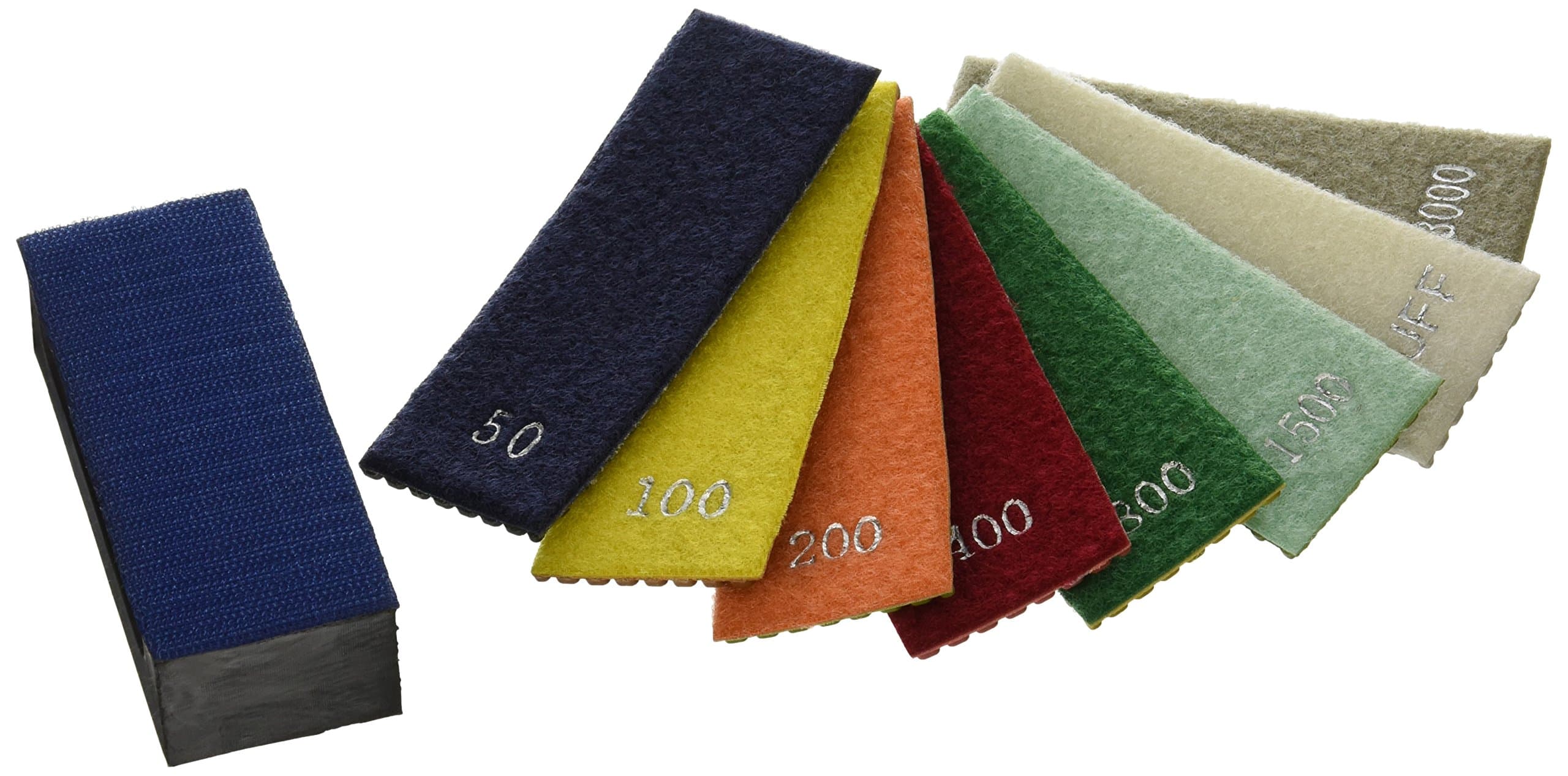 JHXR08SET Resin Bond Diamond Hand Polishing Pads/Sheets with Backer Pad