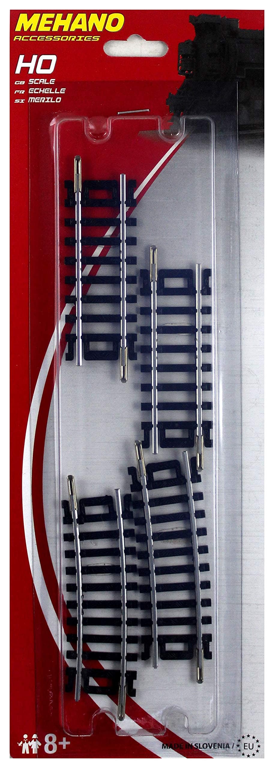 MEHANOF234 Blister Straight + 2 X 3'' Curved Track 10˚ / R 457,2 Mm-Made in Slovenia, Multi Colour, Inch