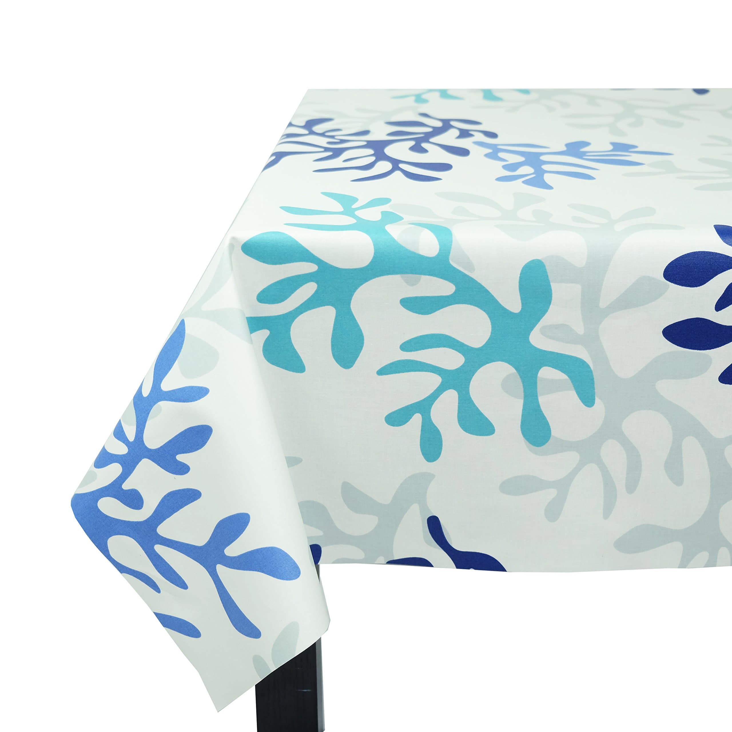 Fleur de soleil Tablecloth, Fabric, Bleu/Turquoise/Blanc, 160x160x0.2 cm