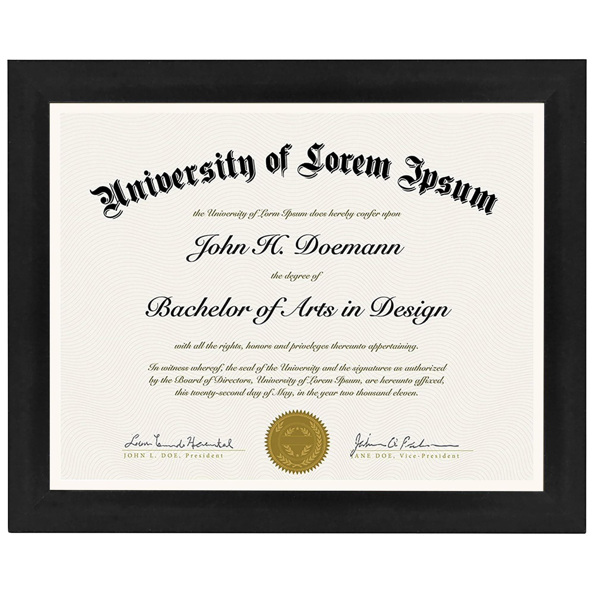 Americanflat 8.5x11 Picture Frame in Black - Use as Diploma Frame or Certificate Frame with Shatter Resistant Glass - Hanging Hardware and Easel Included for Wall and Tabletop Display