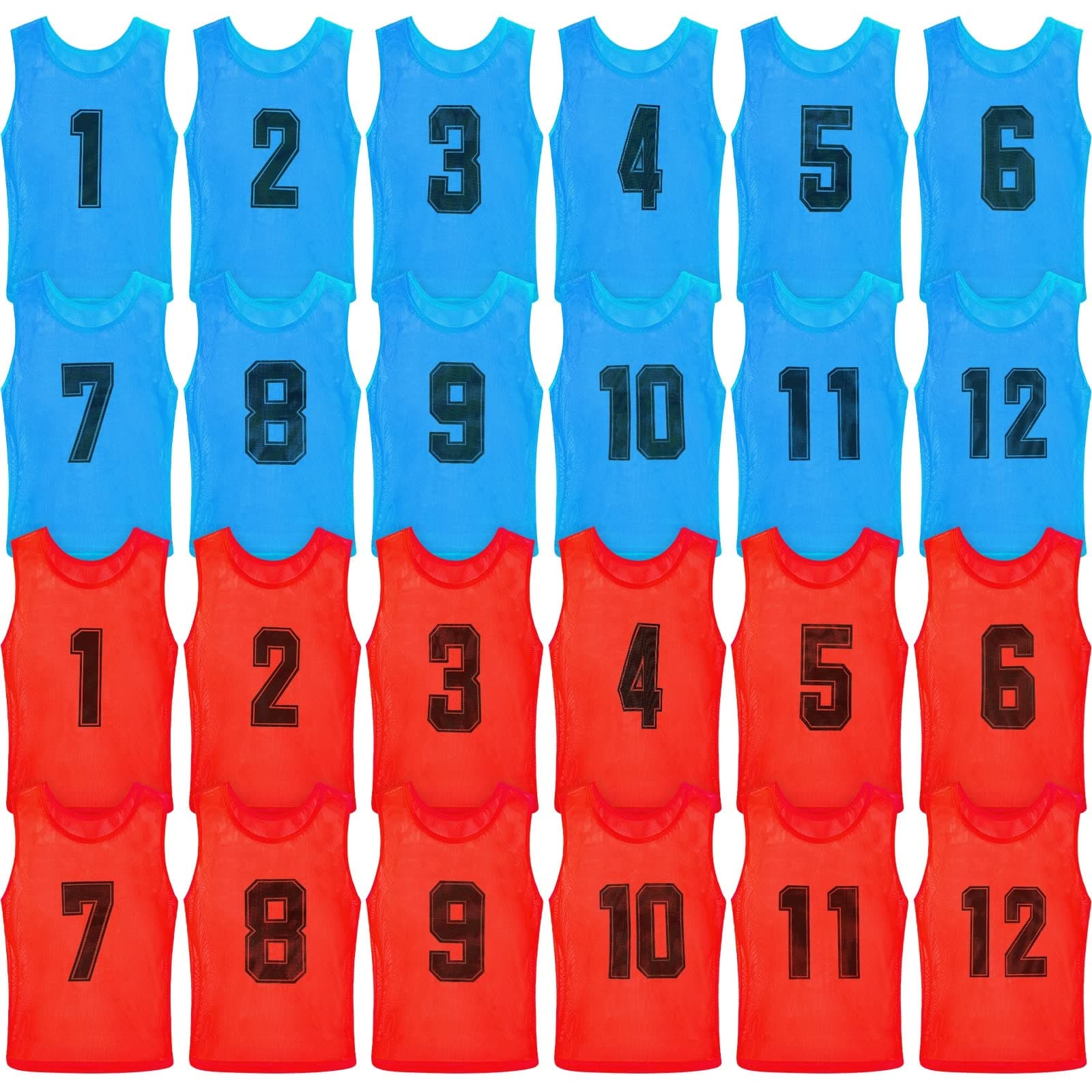 Vabean24 Pack Nylon Mesh Scrimmage Team Practice Vests Pinnies Jerseys Train Vest for Adult Sport Basketball Soccer Football