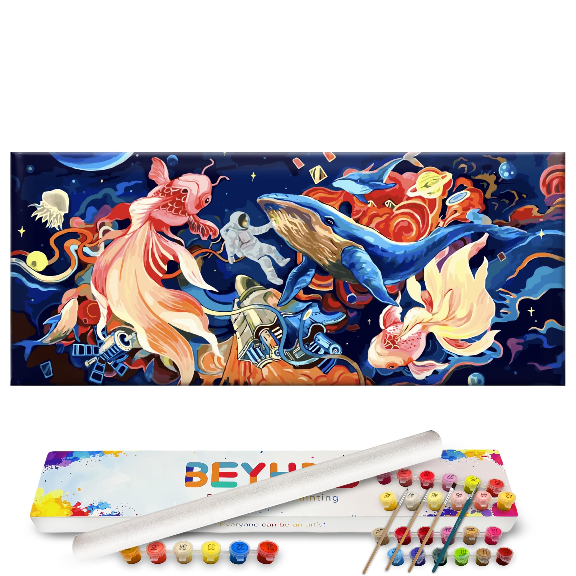 BEYHDS Professional Digital Oil Painting Set (Unframed) with Brushes and 60 Pieces of Acrylic Paint - 16 inches * 37 inches Large, Dreamscape (BEYDW069)