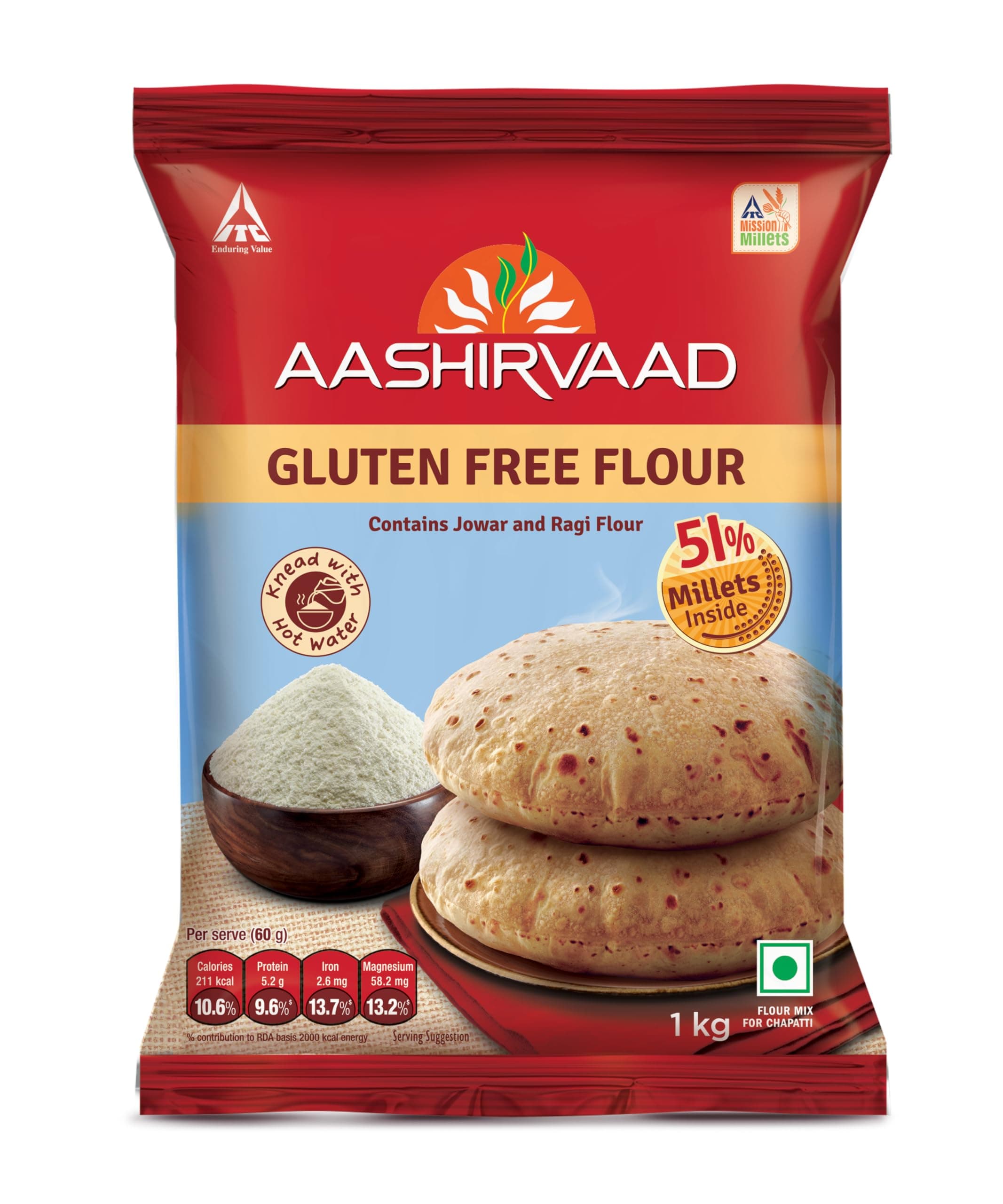 Aashirvaad Nature’s Superfoods Gluten Free Flour, 1kg Pack, 100% Pure & Natural and Wheat Free | High Fibre Atta