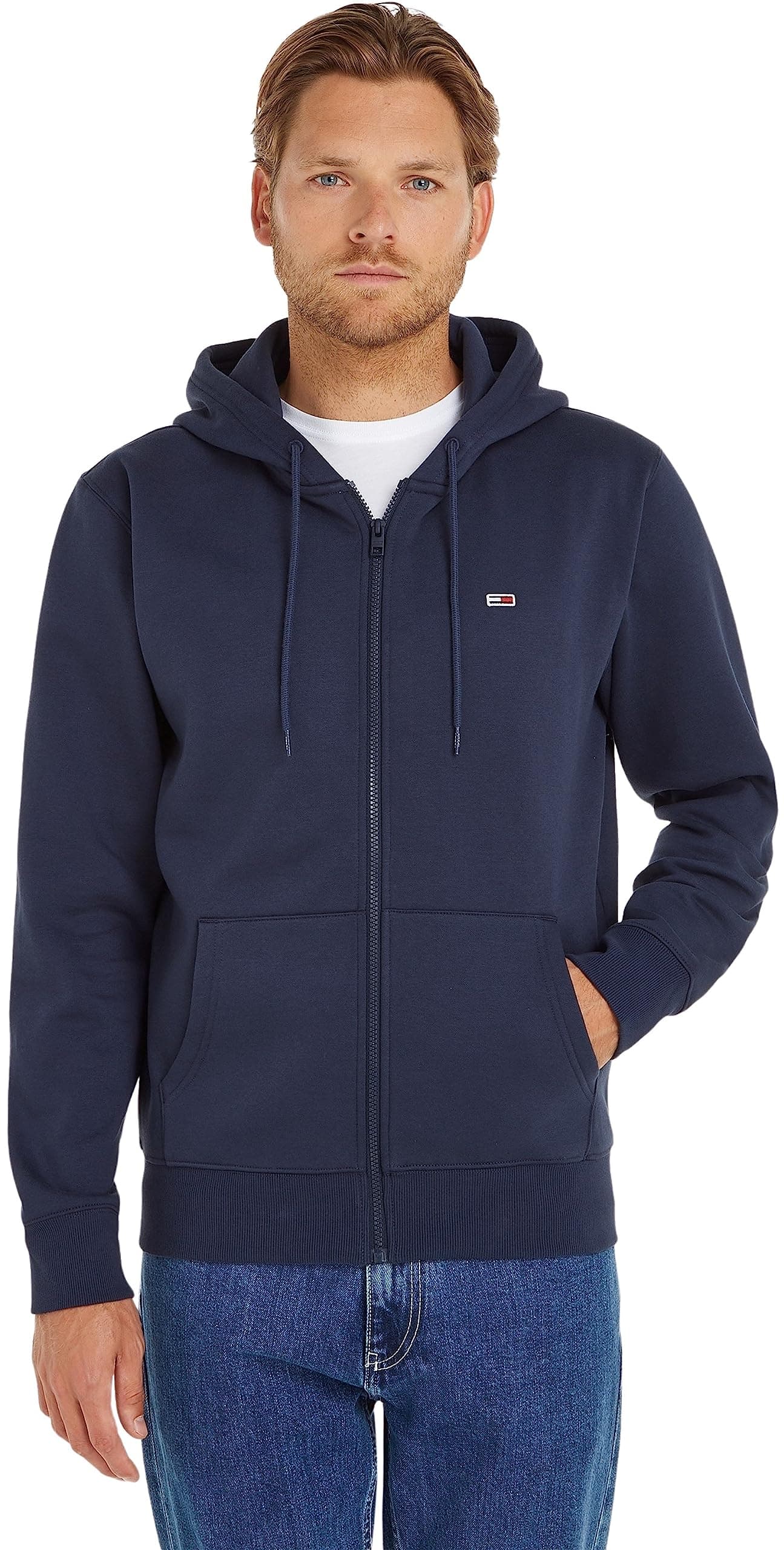 Tommy JeansMen's TJM Regular Fleece Zip Hoodie Heavyweight Throughs