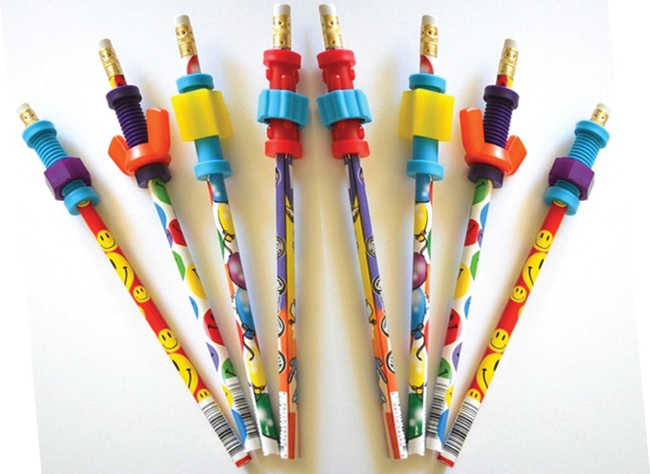 Express Pencils Multicolor Fidget Pencils - Set of 8 HB Graphite Pencils with Fidget Toppers