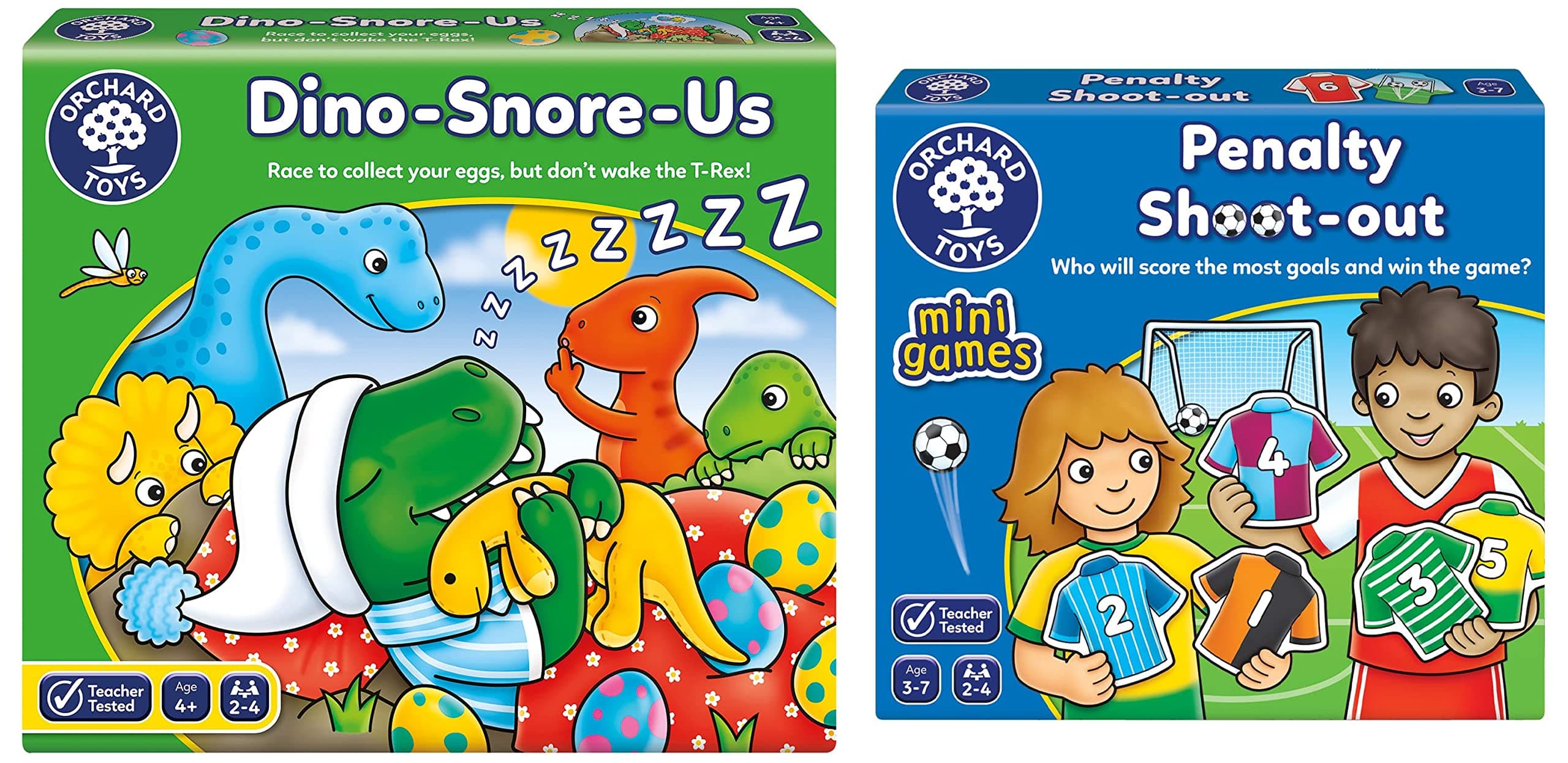 Orchard Toys 108 Dino-Snore-Us Game, Multi & 365 Penalty Shoot Out Mini Game, Multi