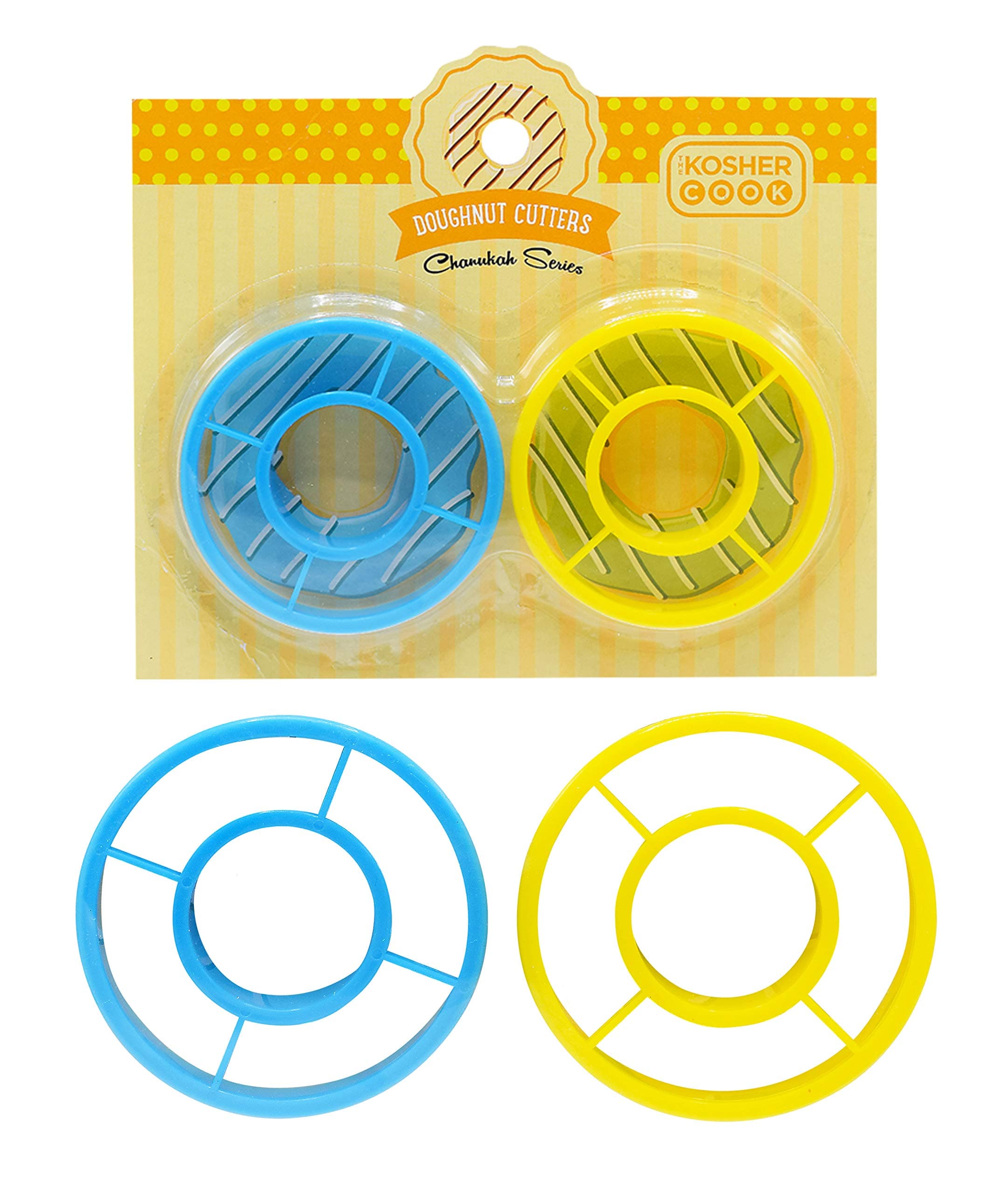 The Kosher Cook Donut Cookie Cutters - 2 Piece Set - Plastic Doughnut Shaped Cutter - Chanukah Cookware and Bakeware