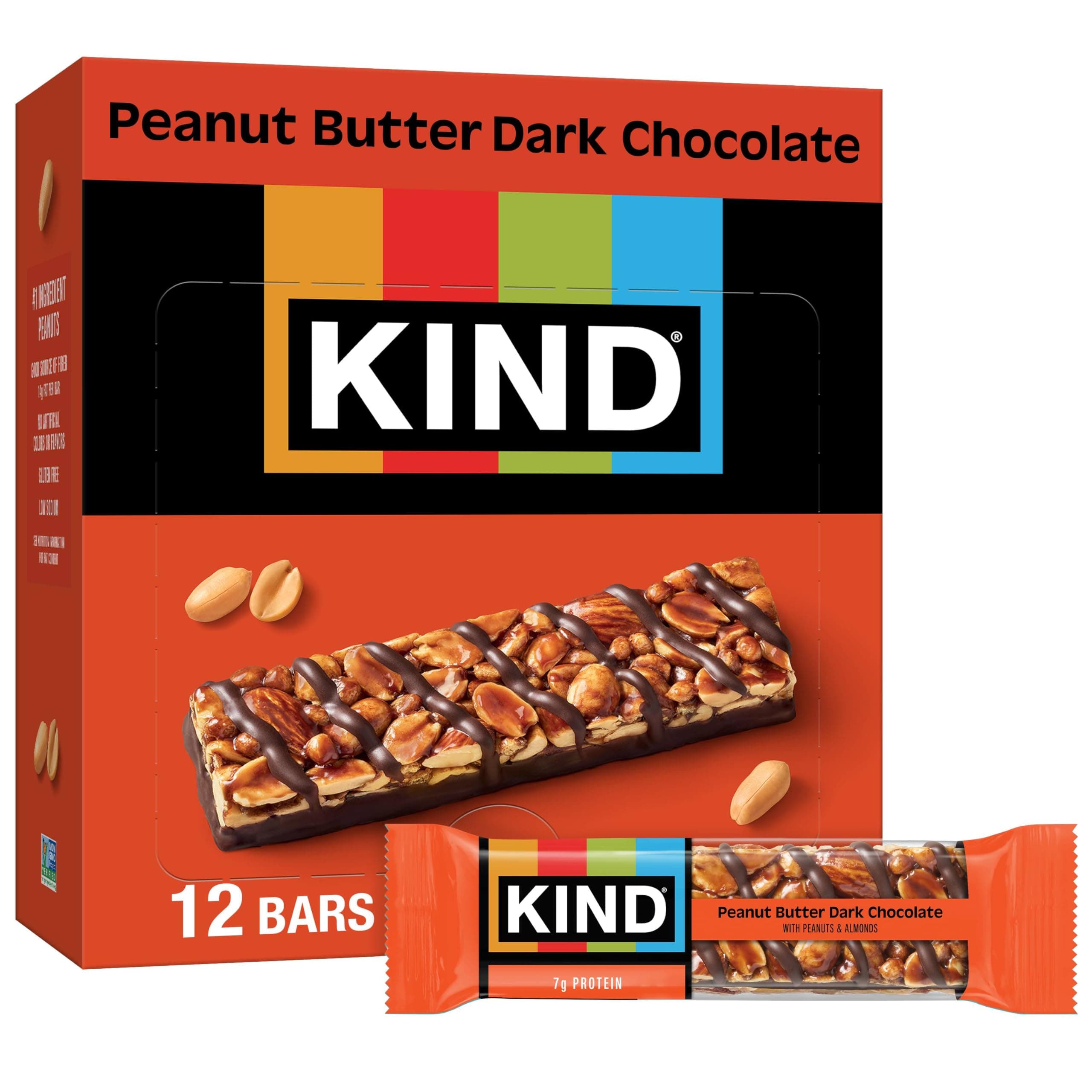 Gluten-free Peanut Butter Dark Chocolate Bars,1.4oz,12 Count