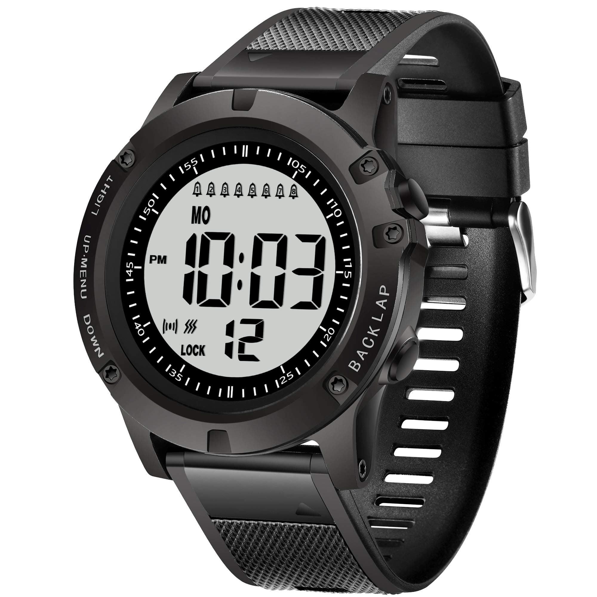 TICCI Men 8 Vibrating Alarms Watch Medication Aids Pill Vibra Alert Reminders for Elderly Seniors Big Digits Waterproof