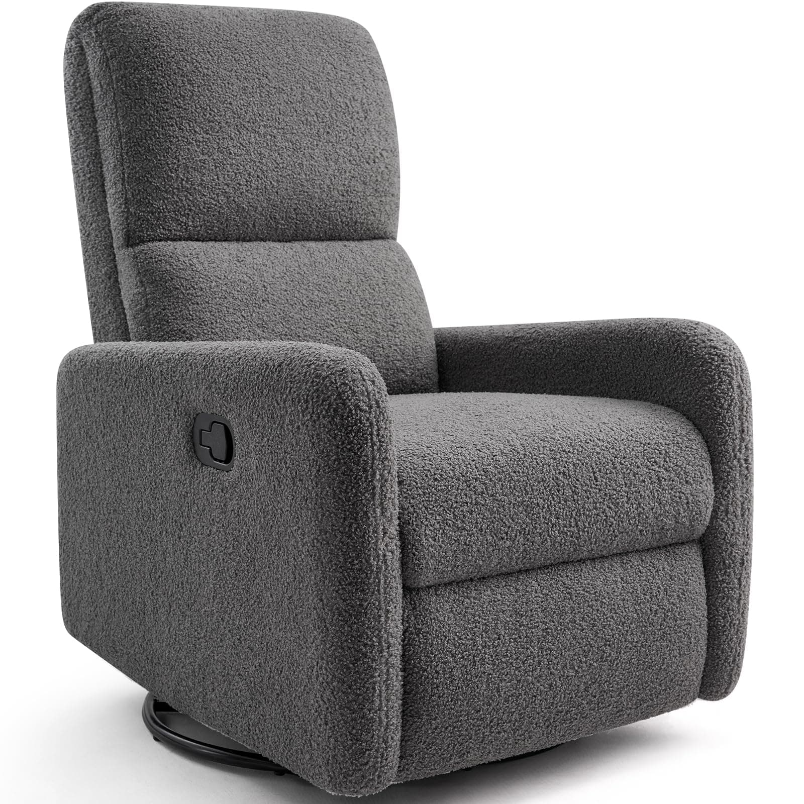 Jocisland Swivel Glider Rocking Recliner Chair for Adults, Nursery Rocker Reclining, Comfy Upholstered Single Sofa Armchair for Living Room Bedroom Nursing, Teddy Gray (No Side Pockets)