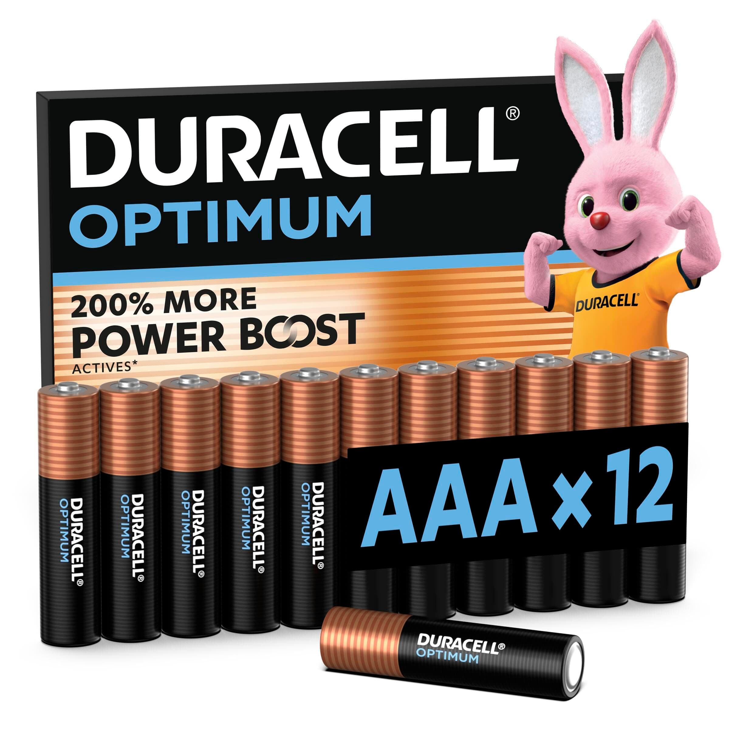 Optimum AAA Batteries (12 Pack) – Alkaline Batteries 1.5V – 200% More Power Boost Actives – Meets Demands Of Modern Devices – 100% Recyclable, 0% Plastic Packaging – MX2400