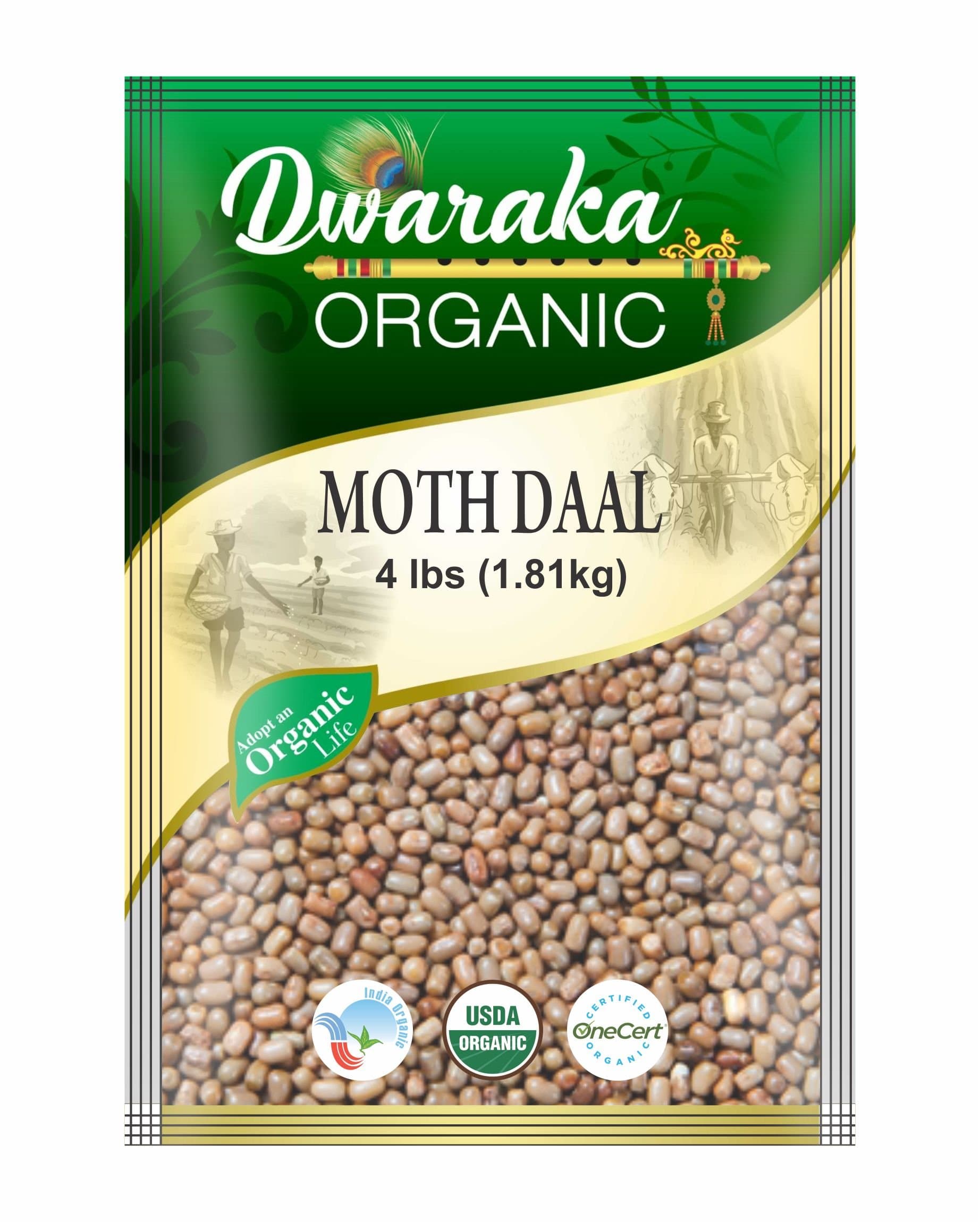 Dwaraka Organic Moth Bean Dal Lentil - USDA Organic (4 lbs / 1.81 kg)