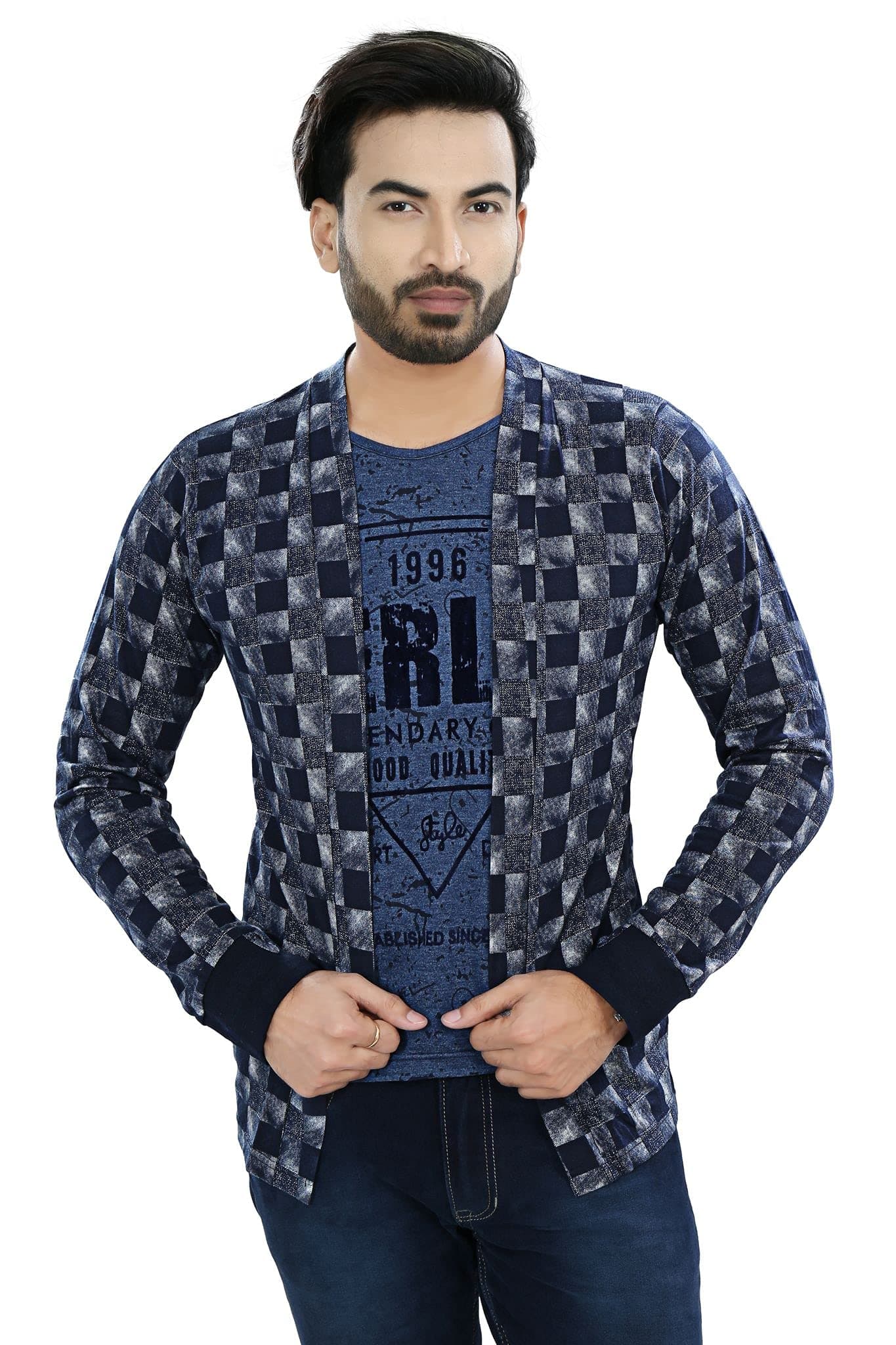 SOUNIK FASHION SDS Men's T-Shirt with Attached Jacket Shrug