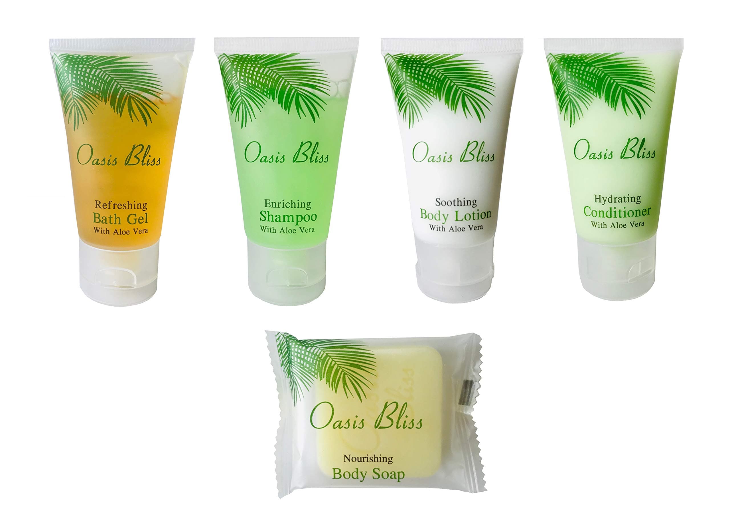 125 pcs Travel Size Toiletries Bulk Set: 25 Bath Gel, 25 Shampoo, 25 Lotion, 25 Conditioner, 25 Soap Bars - 1 oz Hotel Guest Amenities Kit (125 pcs set)