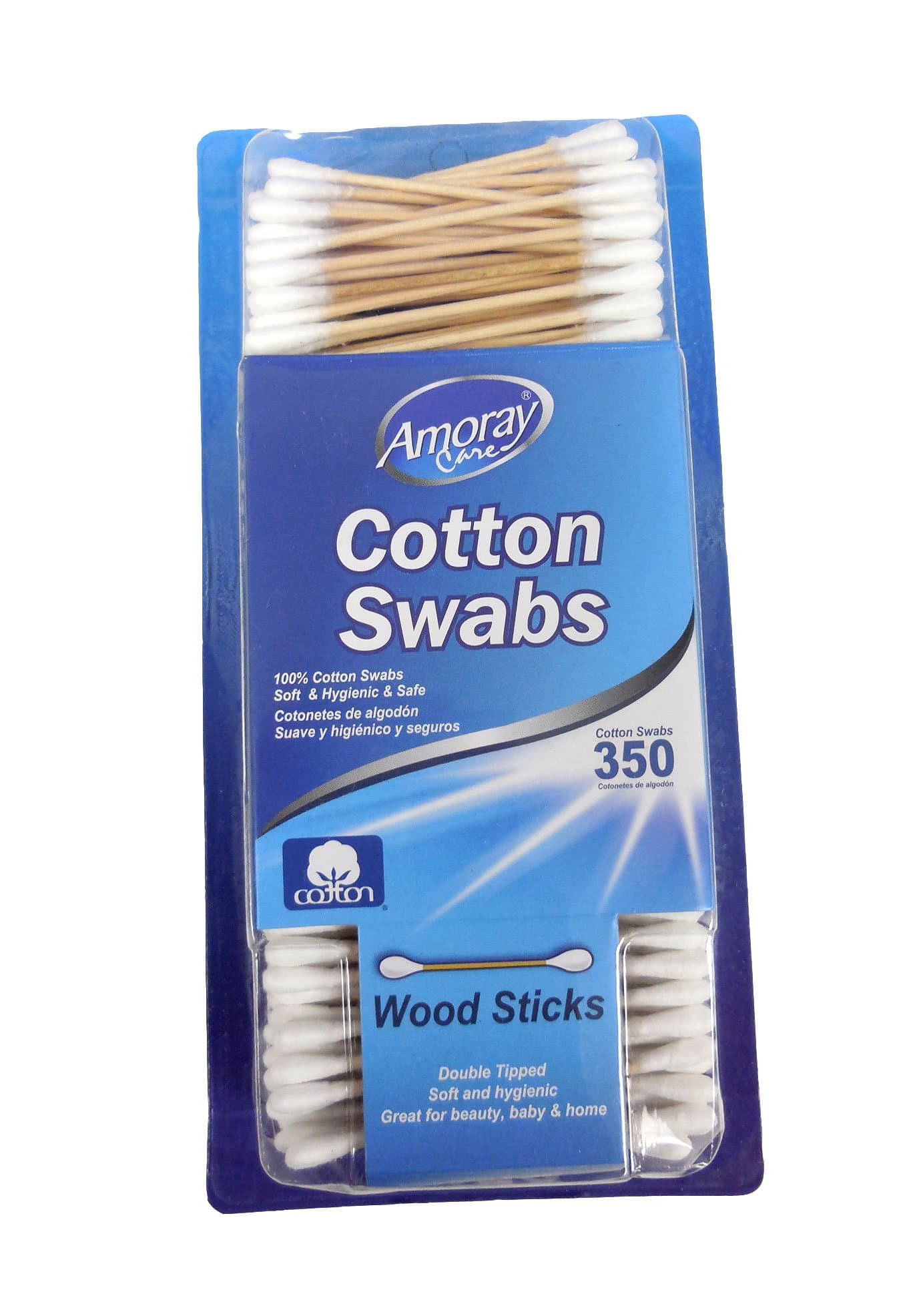 Amoray Wood Stick Cotton Swabs 1 Box - 350 Count
