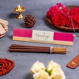 NIRMALAYA Premium Rooh Rose Incense Sticks Made with Recycled Flower | 100% Natural & Charcoal-Free | Luxury, Hancrafted Organic Agarbatti for Pooja, Meditation, Yoga Pack of 40 Sticks