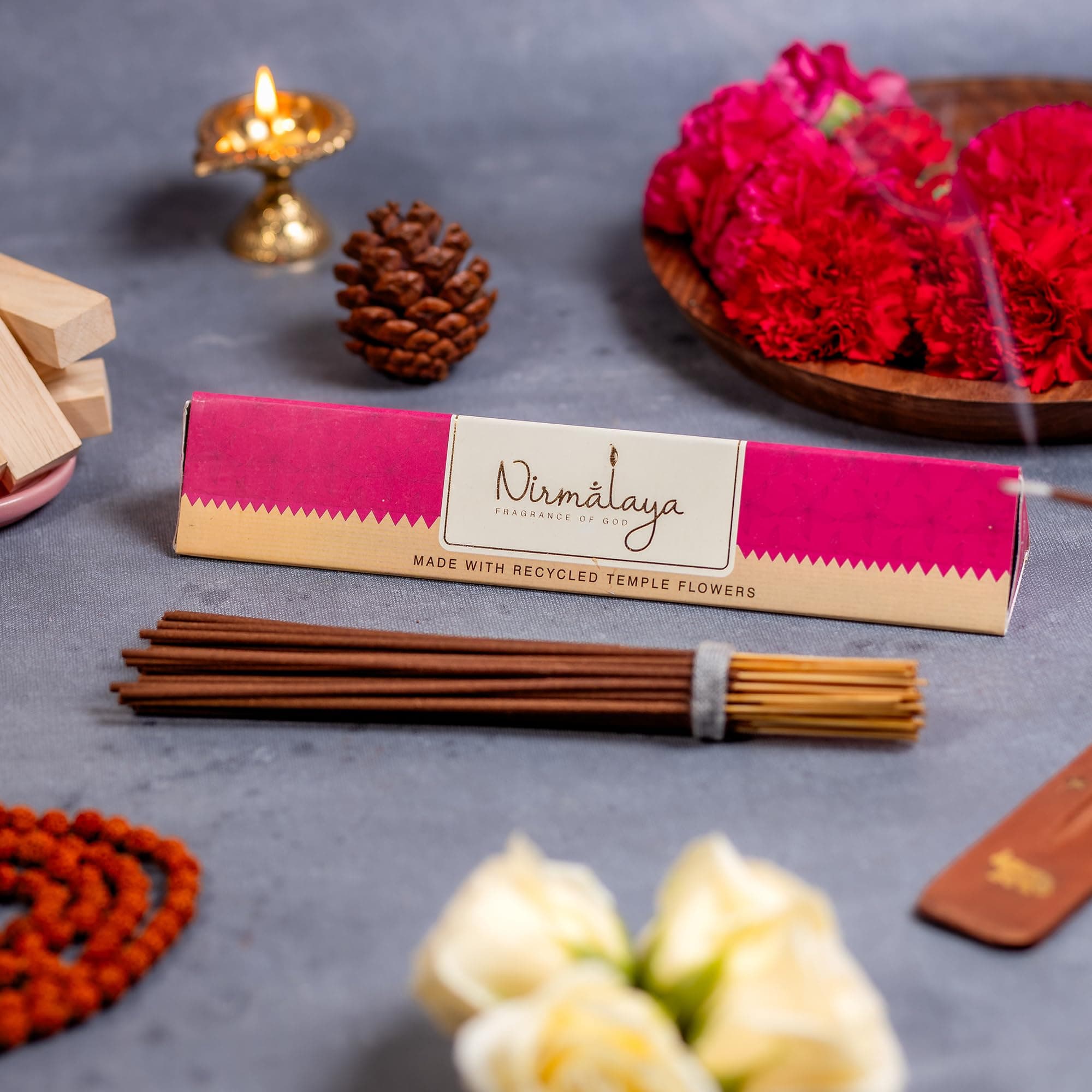 NIRMALAYA Roorose Incense Sticks 40 Sticks | 100% Natural Charcoal Free | Incense Sticks for Home Fragrance | Sacred Natural Air Purifier Organic Incense Sticks