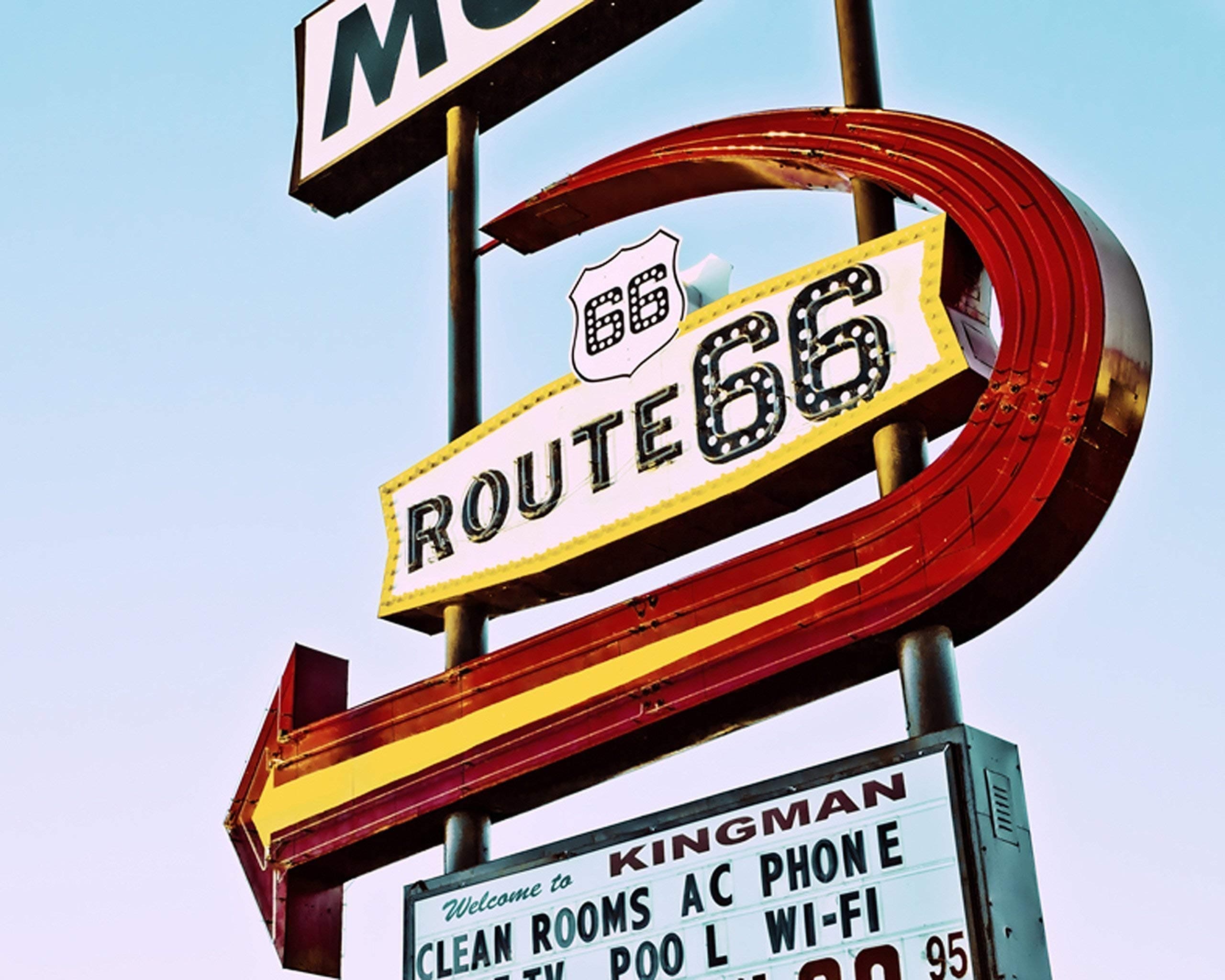 Route 66 Motel Sign, Retro Neon Sign, Route 66 Decor, Guestroom Wall Art, Retro Wall Art, Vintage Wall Decor