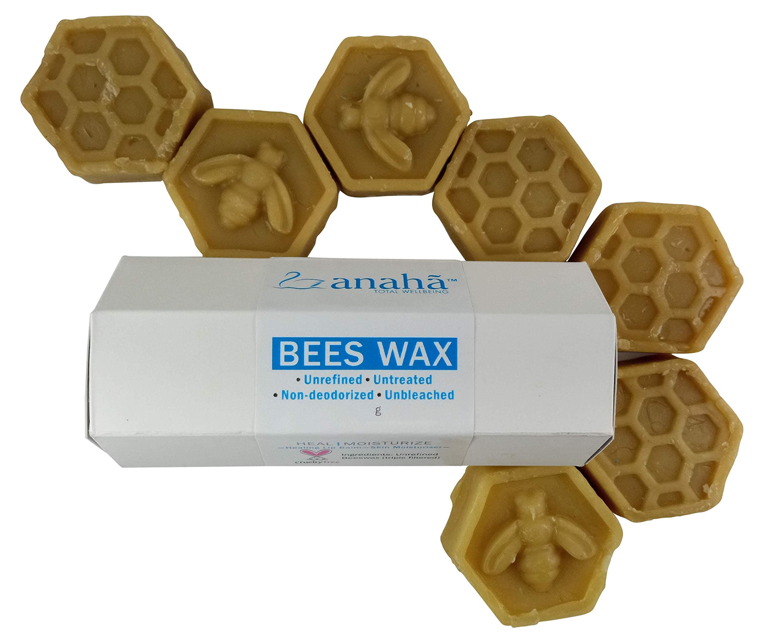 Anaha 100% Pure Unrefined Beeswax Blocks 300 g (3 x 100 g) | Triple Filtered, Non-Deodorised, Unbleached, Chemical-free | Cosmetic Safe Beeswax for Skin, Lip Balm, Candle Making, Soaps & Body Care