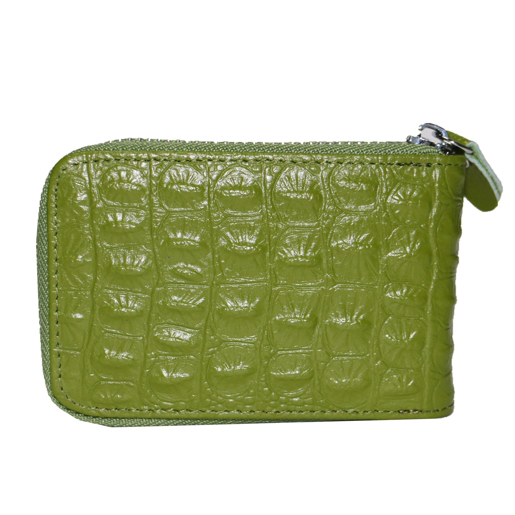 Genuine Leather Accordion Zipper Credit Case Card Holder Wallet with ID Window