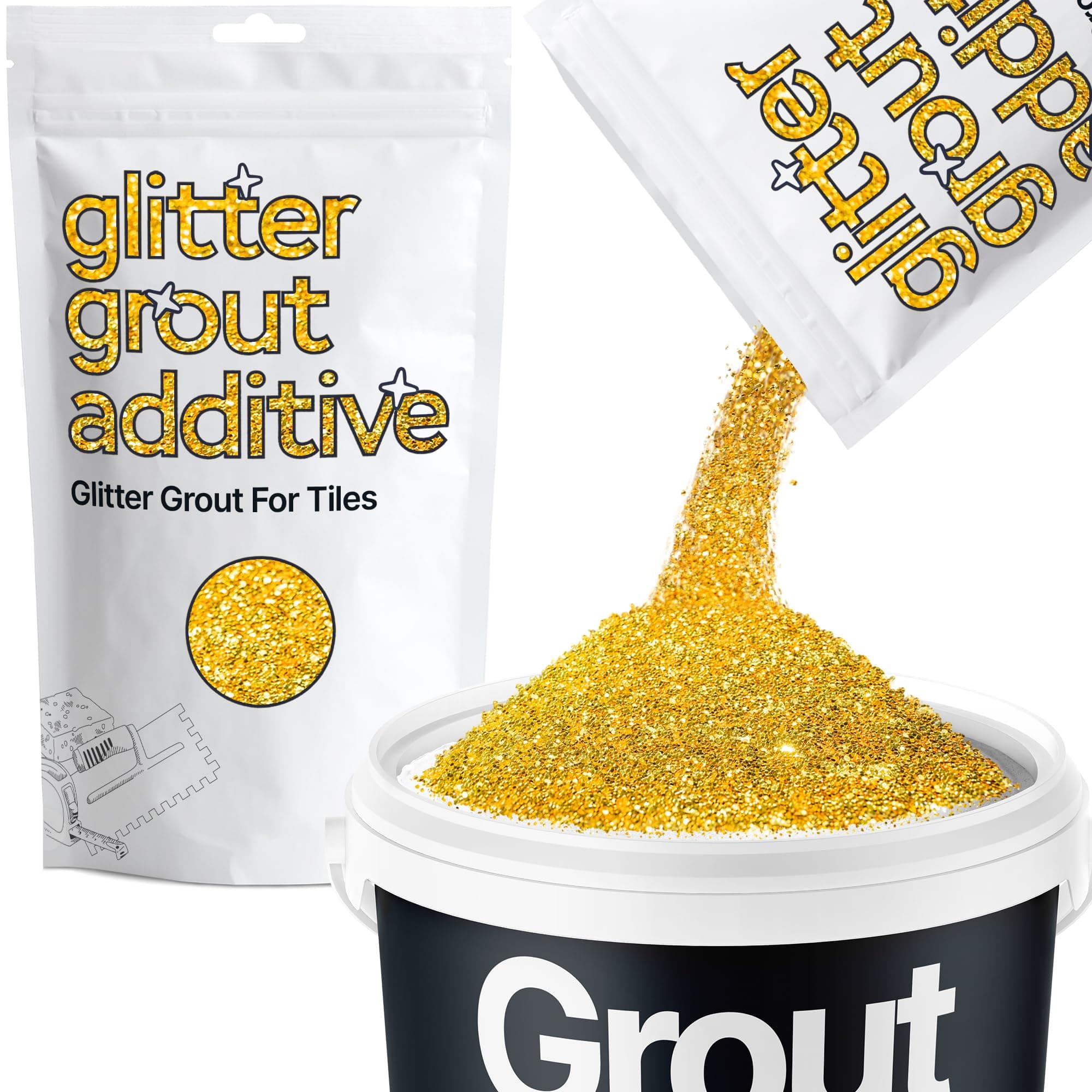 Glitter Grout Additive - Gold | Metallic Flakes for Adding Sparkle to Old & New Kitchen & Bathroom Tiles | Enhance Your Indoor Grouting Projects with a Durable Sparkly Effect | 100 g