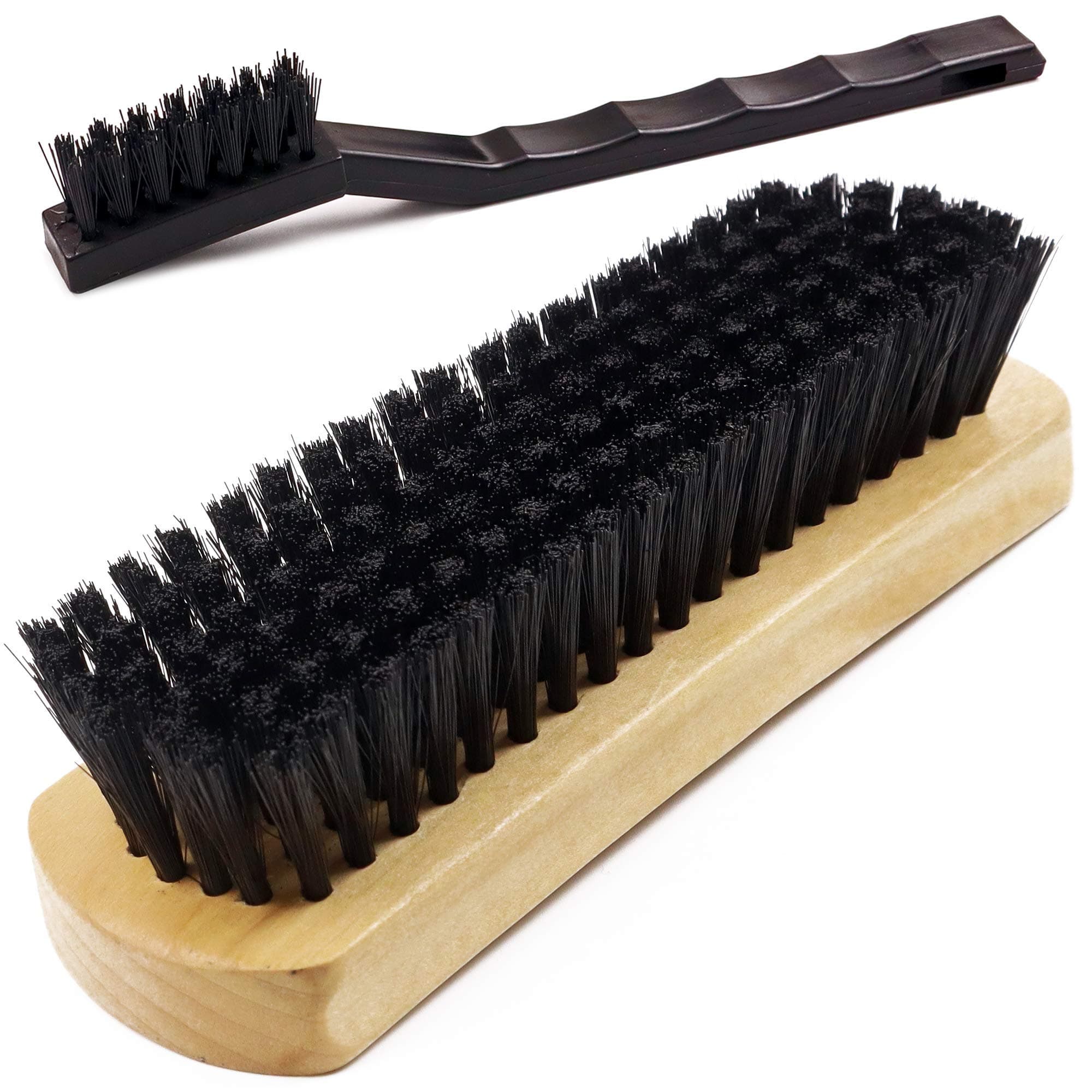 TAKAVU Leather & Textile Shine Brush , Durable Soft Nylon Bristles, Included Detailing Cleaning Brush, Unique Concave Design Wood Handle for Car Interior Seat Carpet Upholstery Couch Boots Shoes
