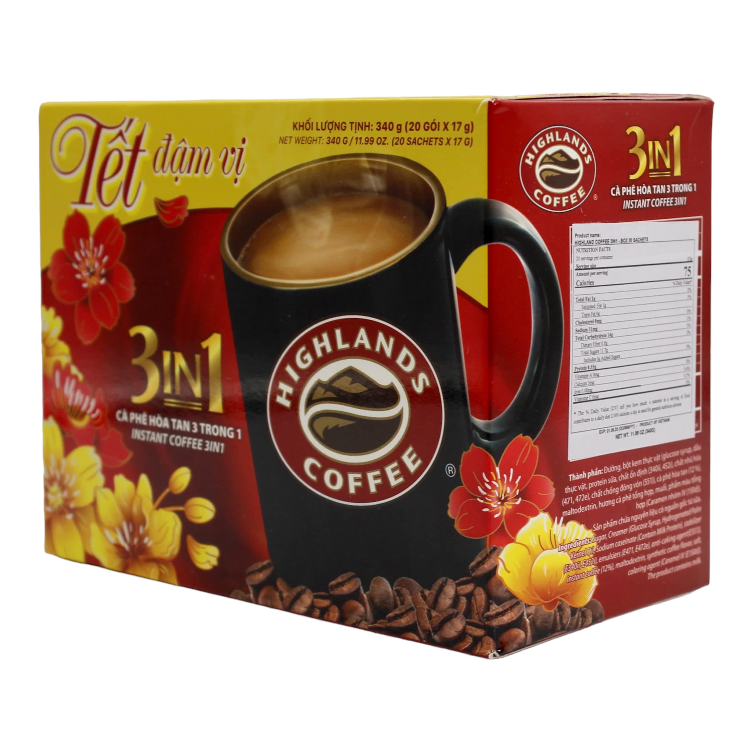 New 3IN1 Instant coffee - Highlands Coffee - 20 sticks x 17grams - Premium Vietnamese coffee