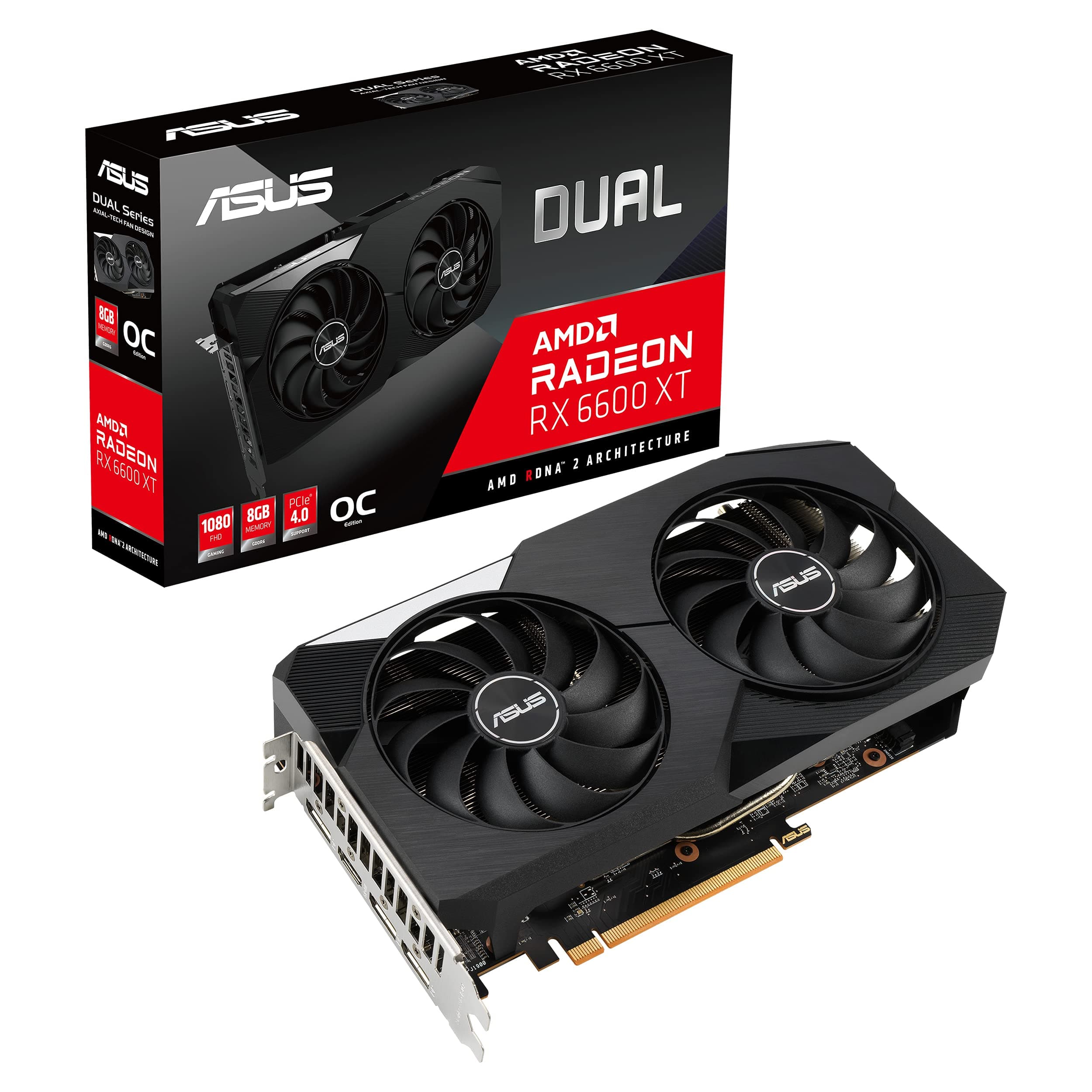 ASUSTEK - VIDEO CARDS DUAL-RX6600XT-O8G OC EDITION 8GB GDDR6 HDMI 2.1 DISPLAYPORT 1, 90YV0GN1-M0NA00