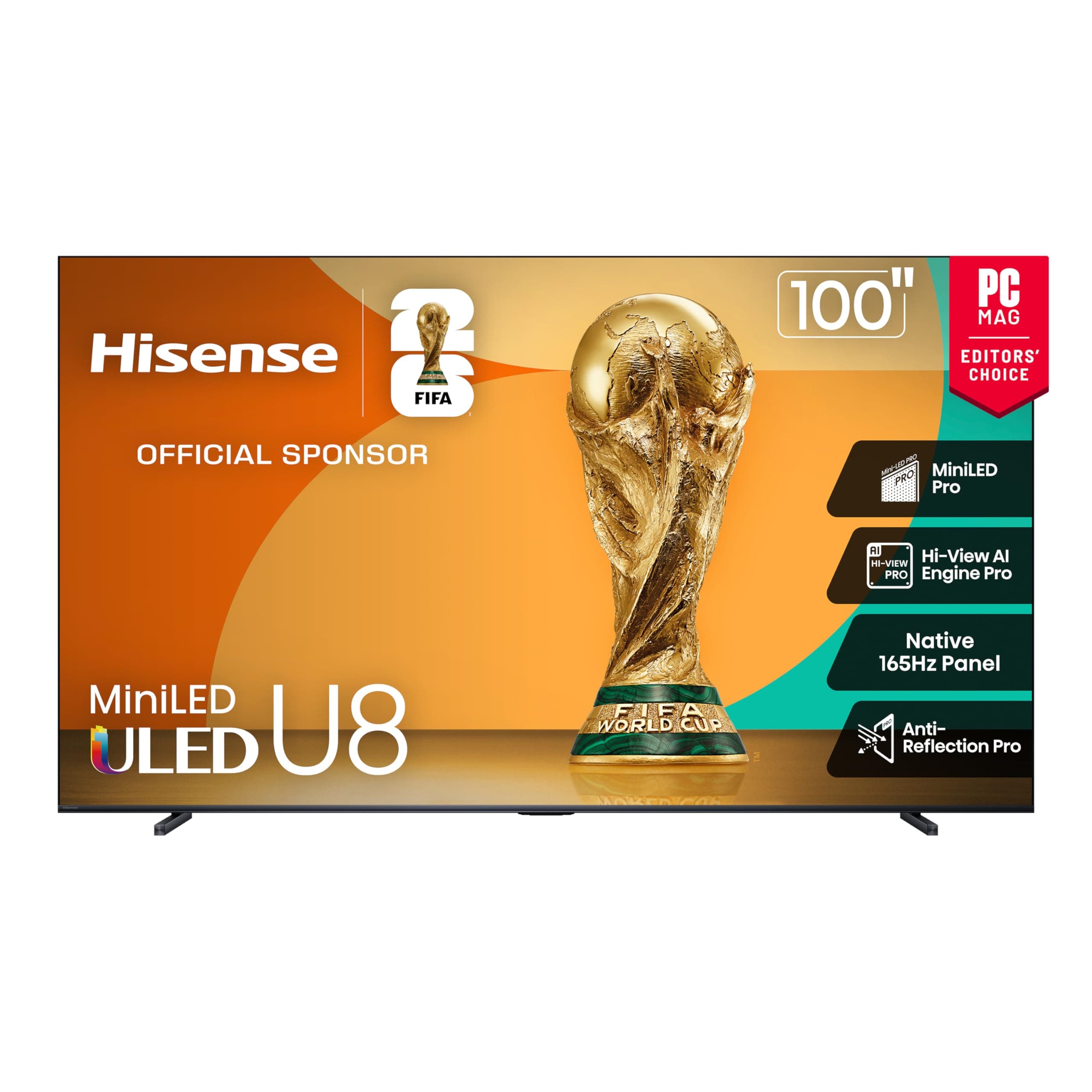 100" Class U8 Mini-LED ULED 4K UHD Google Smart TV (100U8QG, 2025 Model) - QLED, Native 165Hz, VRR 288, Up to 5000 Nits, HDR10+, Dolby Vision IQ · Atmos, IMAX Enhanced, 4.1.2 Ch Surround
