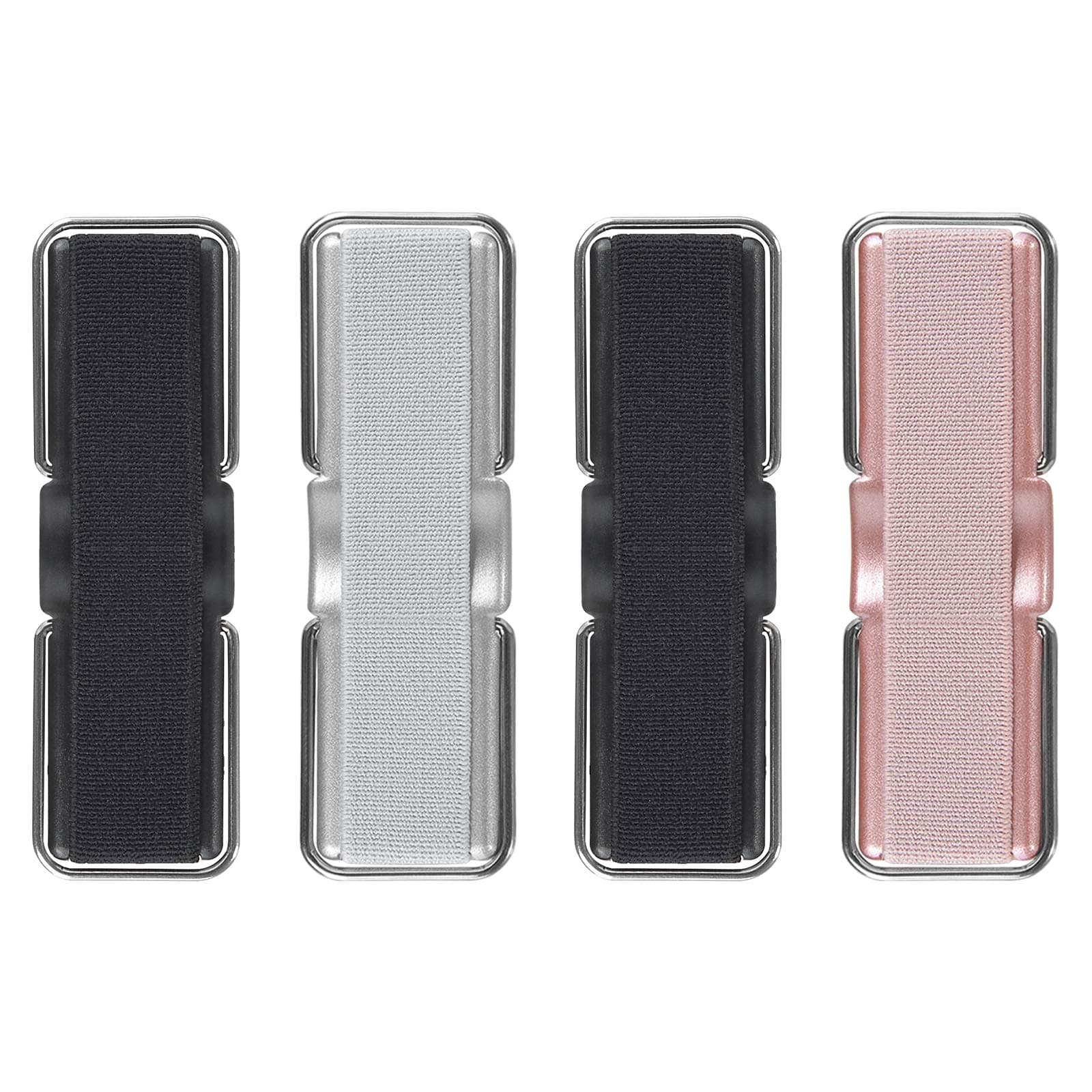 Phone Strap, CISID 4 Pcs Phone Finger Holder Back of Phone Grip with Stand Suitable for iPhone Samsung and Most Smartphones(Black Black Silver Rose Gold 4PCS)