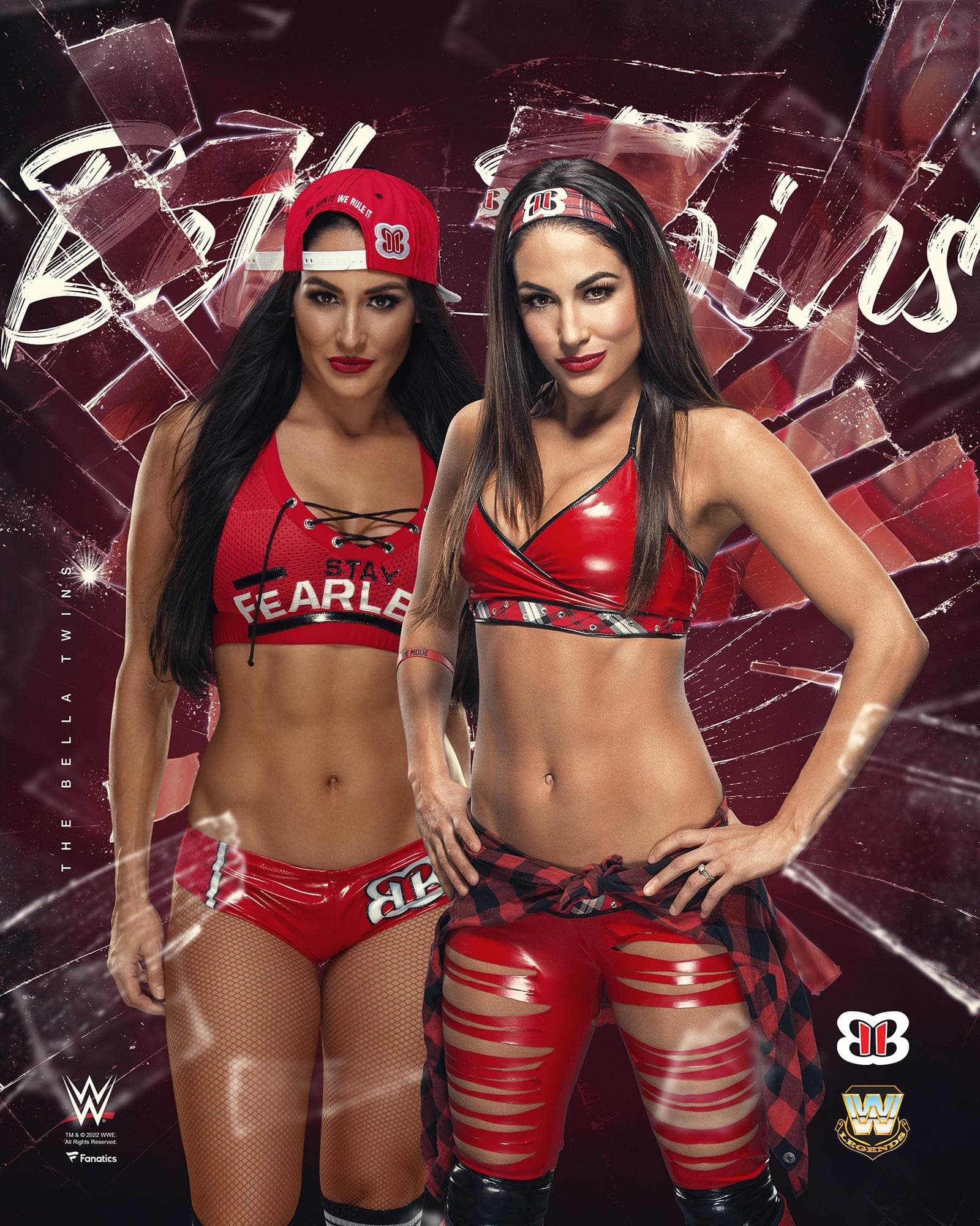The Bella Twins WWE Unsigned 16" x 20" Shattered Photograph - Wrestling Photos