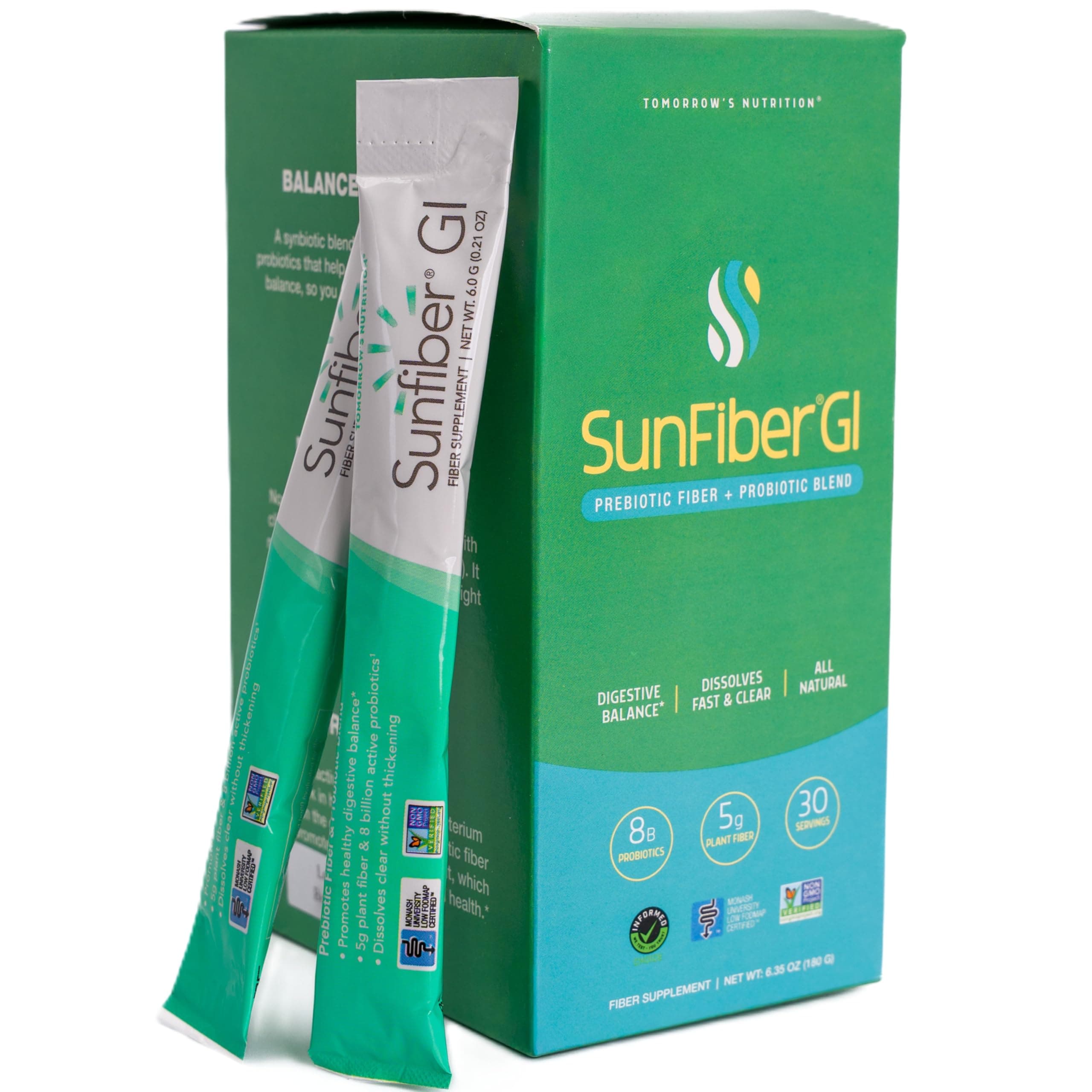 Tomorrow's Nutrition Sunfiber GI - Prebiotic Fiber & Probiotic Blend, 30 Servings