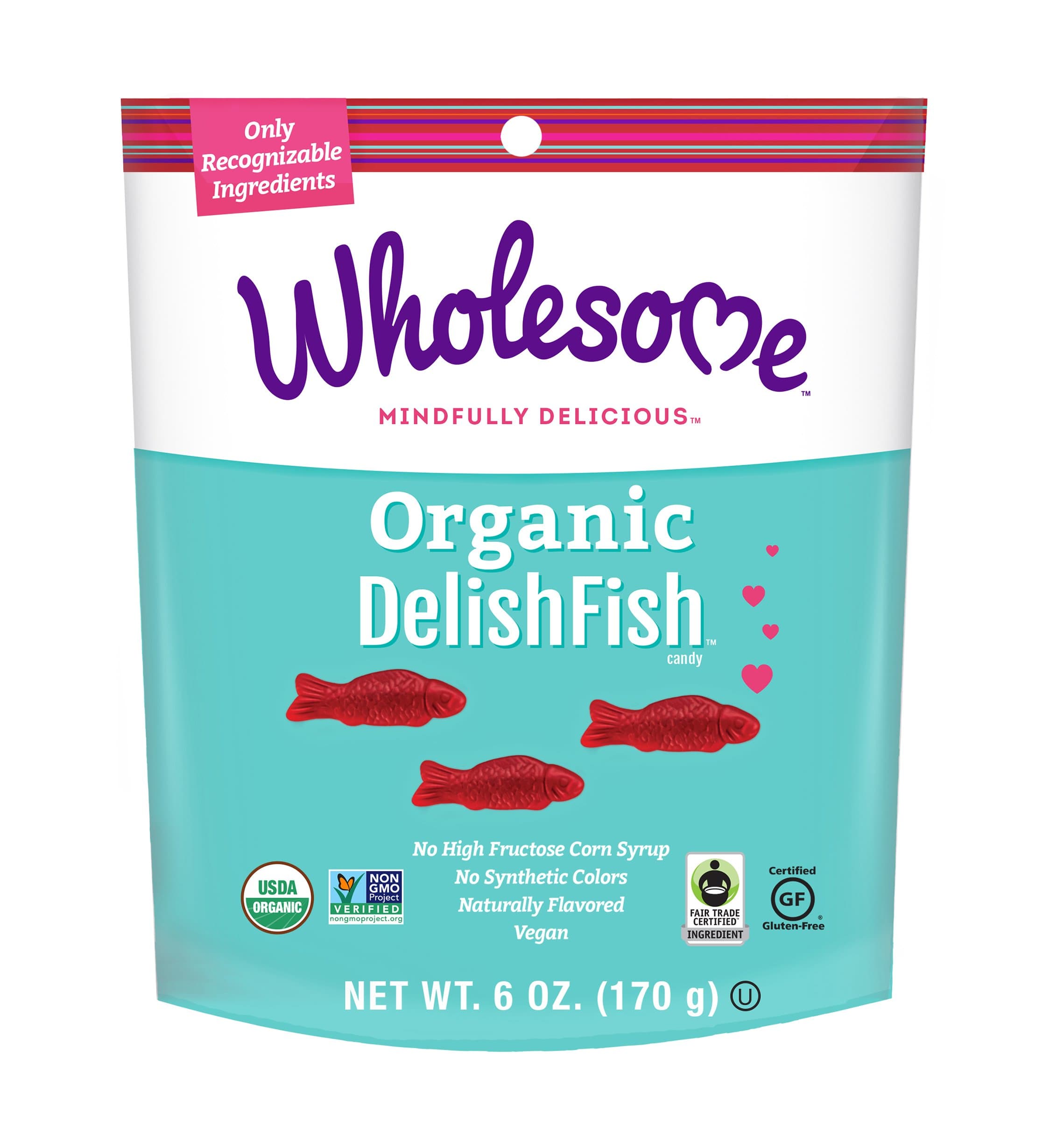 Wholesome Fair Trade Organic DelishFish, No Artificial Colors or High Fructose Corn Syrup, Non GMO & Gluten Free, Vegan, 6 Ounce (Pack of 6)