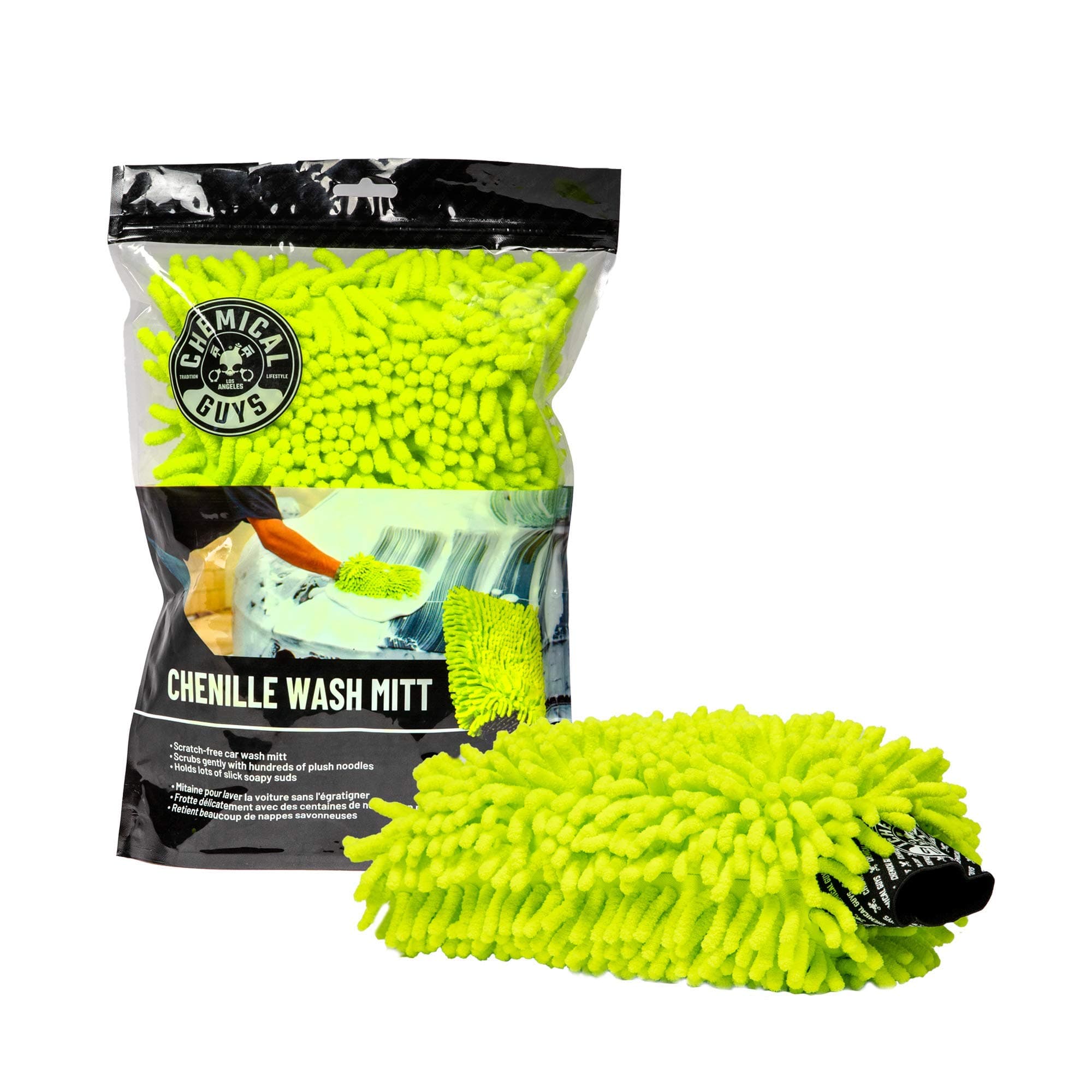 Chenille Premium Scratch-Free Microfiber Wash Mitt for Car Washing - Lime Green, Ultra-Soft Car Wash Glove, Swirl-Free Finish, Safe for Trucks, SUVs, Motorcycles, and More